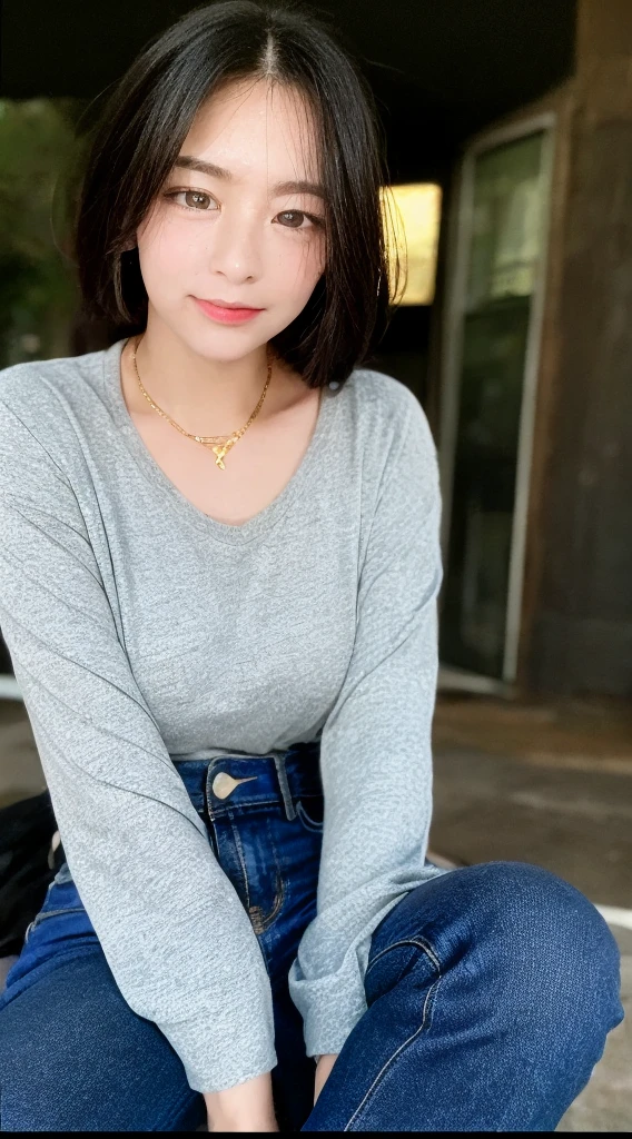 2. 20-year-old female,(short hair:1.46),(chest:1.5),Old-fashioned smile,(Leonardo da Vinci'sTShirt and jeans)