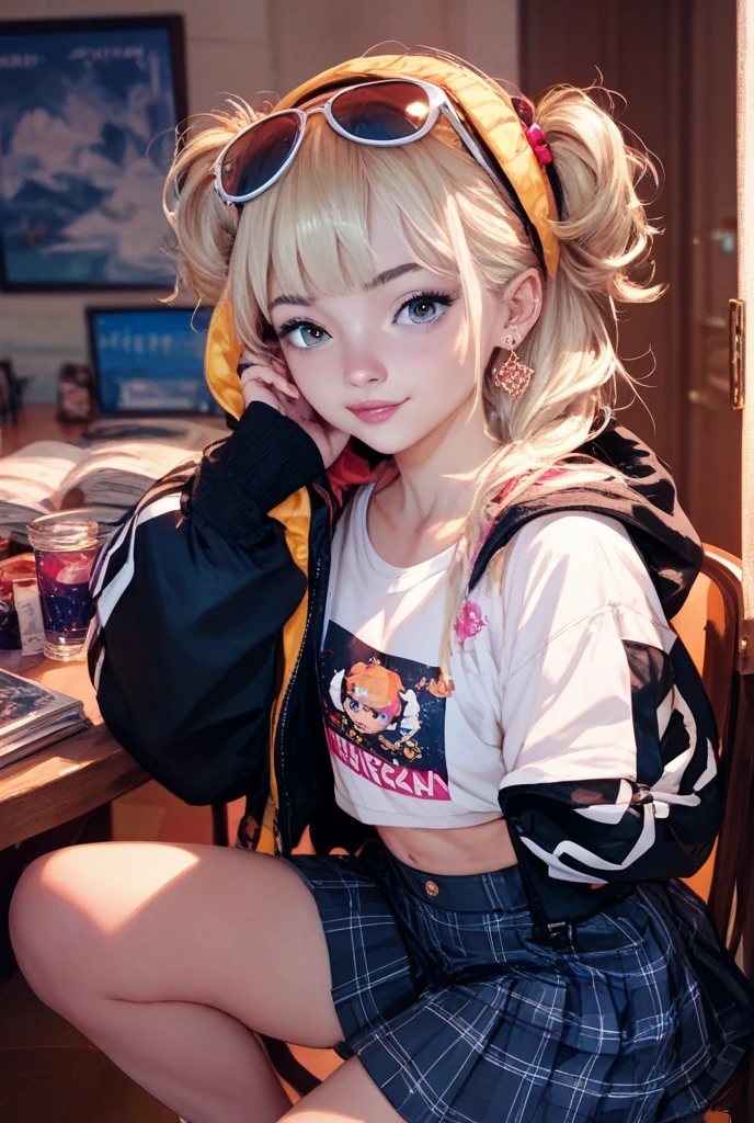 Anime girl sitting on the ground,The clothes are completely damaged,There are a lot of holes,The complexion is rosy and shiny