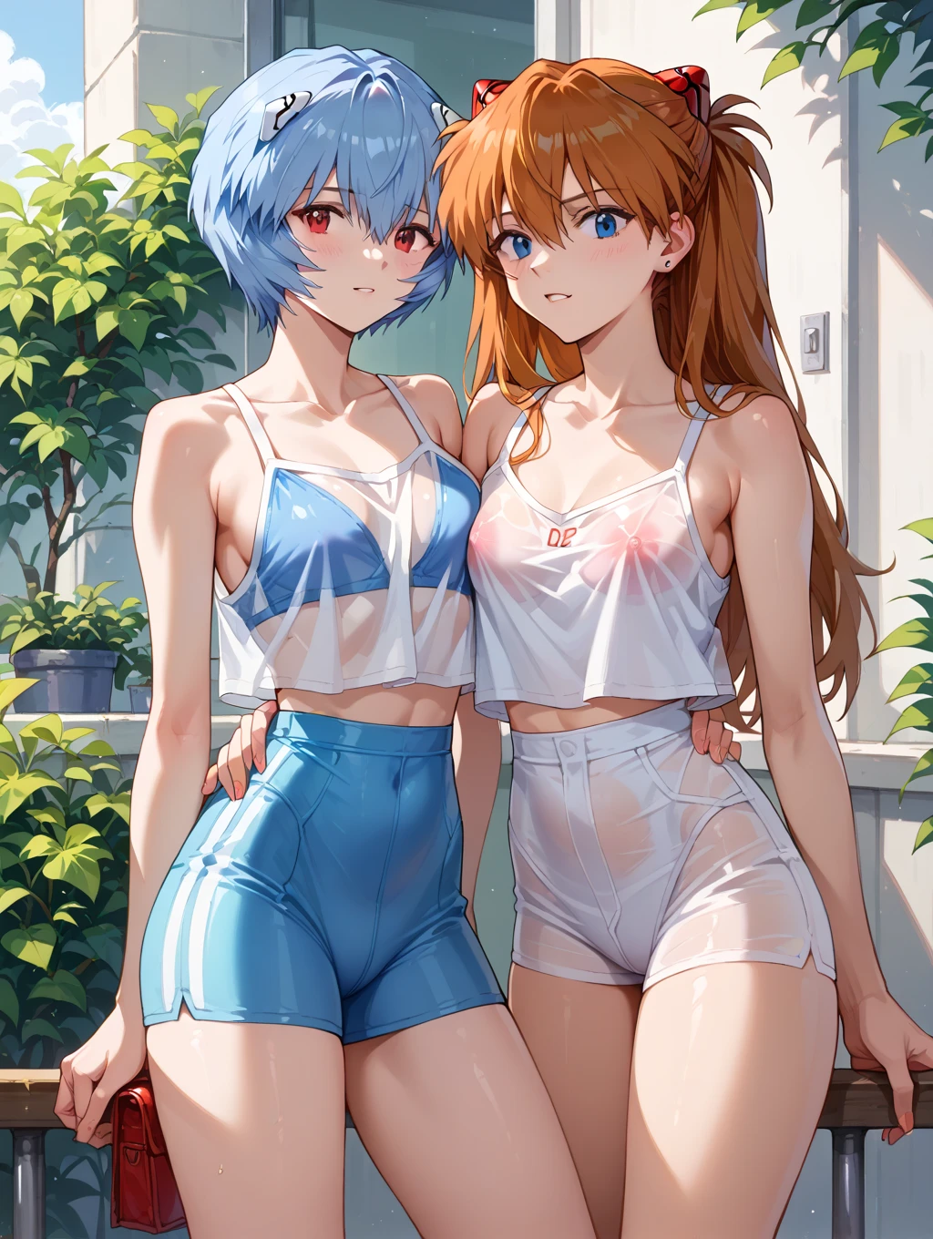 ((masterpiece)), ((highest quality)), (ultra high resolution,8K),(Ultra high fine mesh,4K), (Highly detailed CG integrated 8k wallpaper), (perfect anatomy,anatomically accurate), (Angle from above), (soft lighting, rendering), (Two cute high school girls having fun walking in the park), (profile), High-definition beauty face, (high heels), ((elegant leotard swimwear)), (Wear a gray hoodie), (Crisp double eyelids), (fascinating expression),(large breasts:1.3), (soft skin), (It&#39;s photorealistic), (glowing skin), (colorful hair), 35mm f/1.8, Captured with Sony FE GM