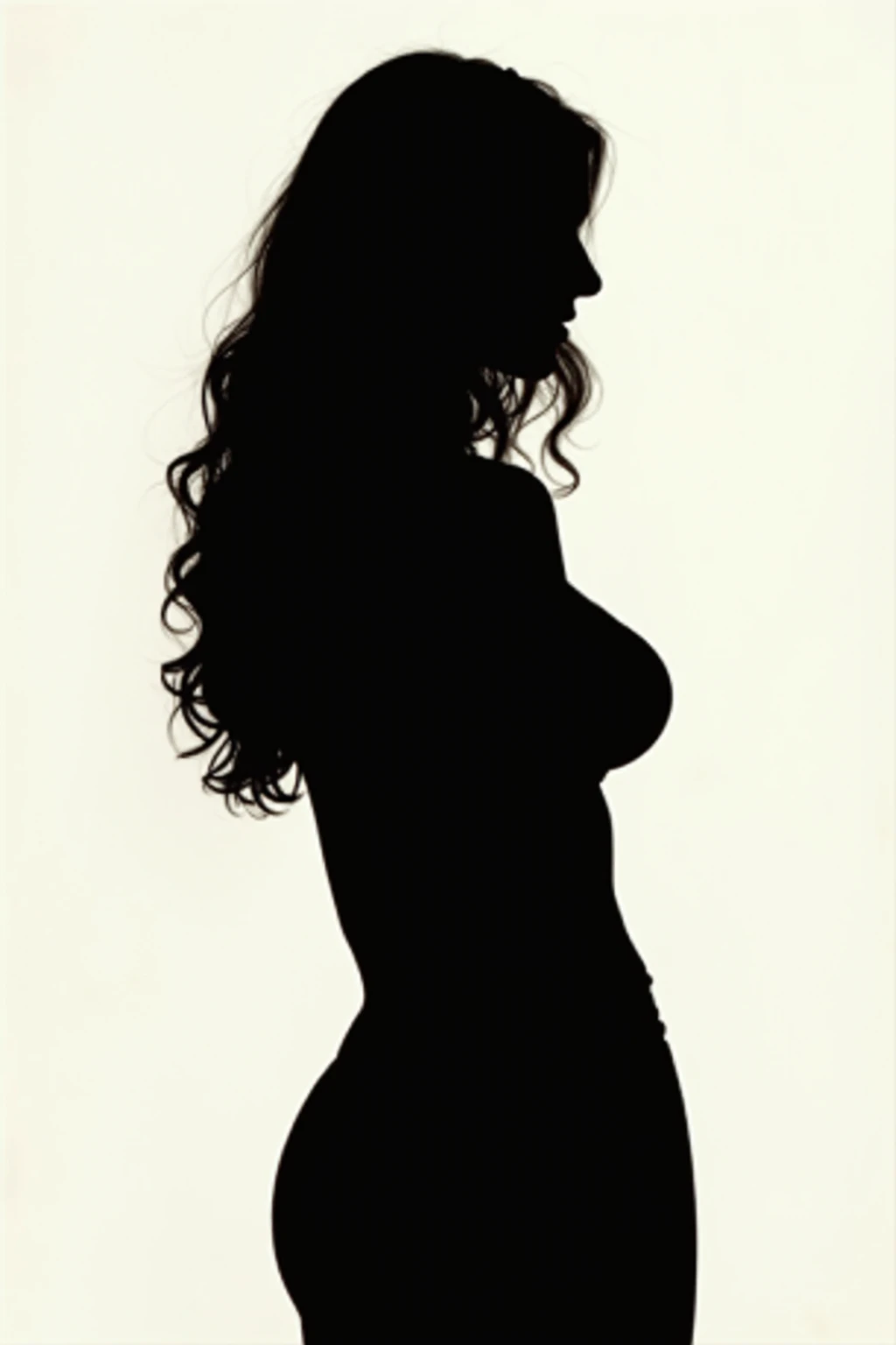 Low key photograph of completely naked woman, que se vea el perfil de sus pechos y de su trasero, luz muy baja, sin mostrar el rostro, que sea vea los pechos y las piernas, foto oscura solo iluminada por un softbox. Foto sacada usando una canon 5d Mark II, un lente 70mm f/1.4 un solo flash, en estudio completamente oscuro, foto en blanco y negro 