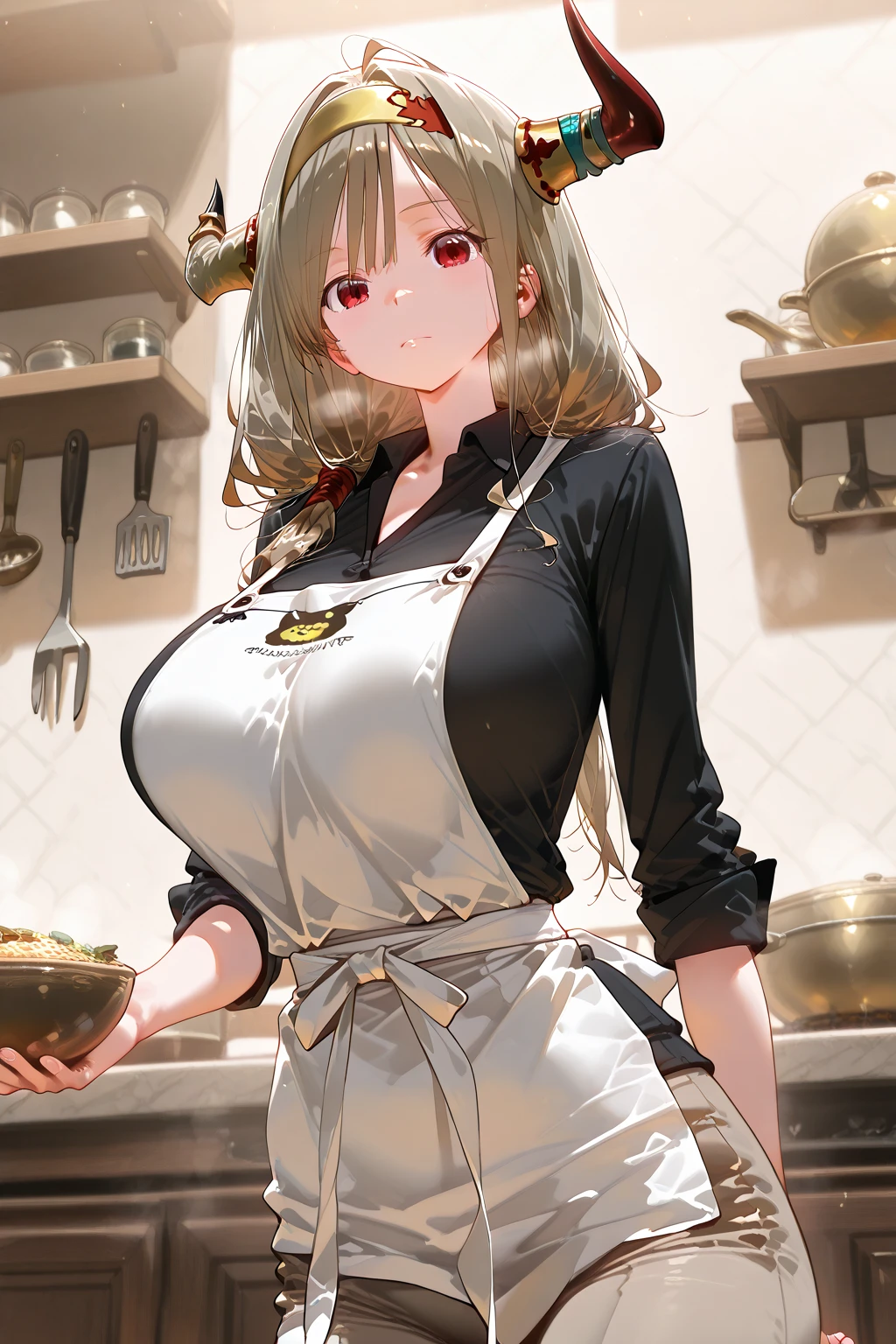 cecily,<lora:Cecily-15:0.75>,solo,large breasts ,long hair ,apron
