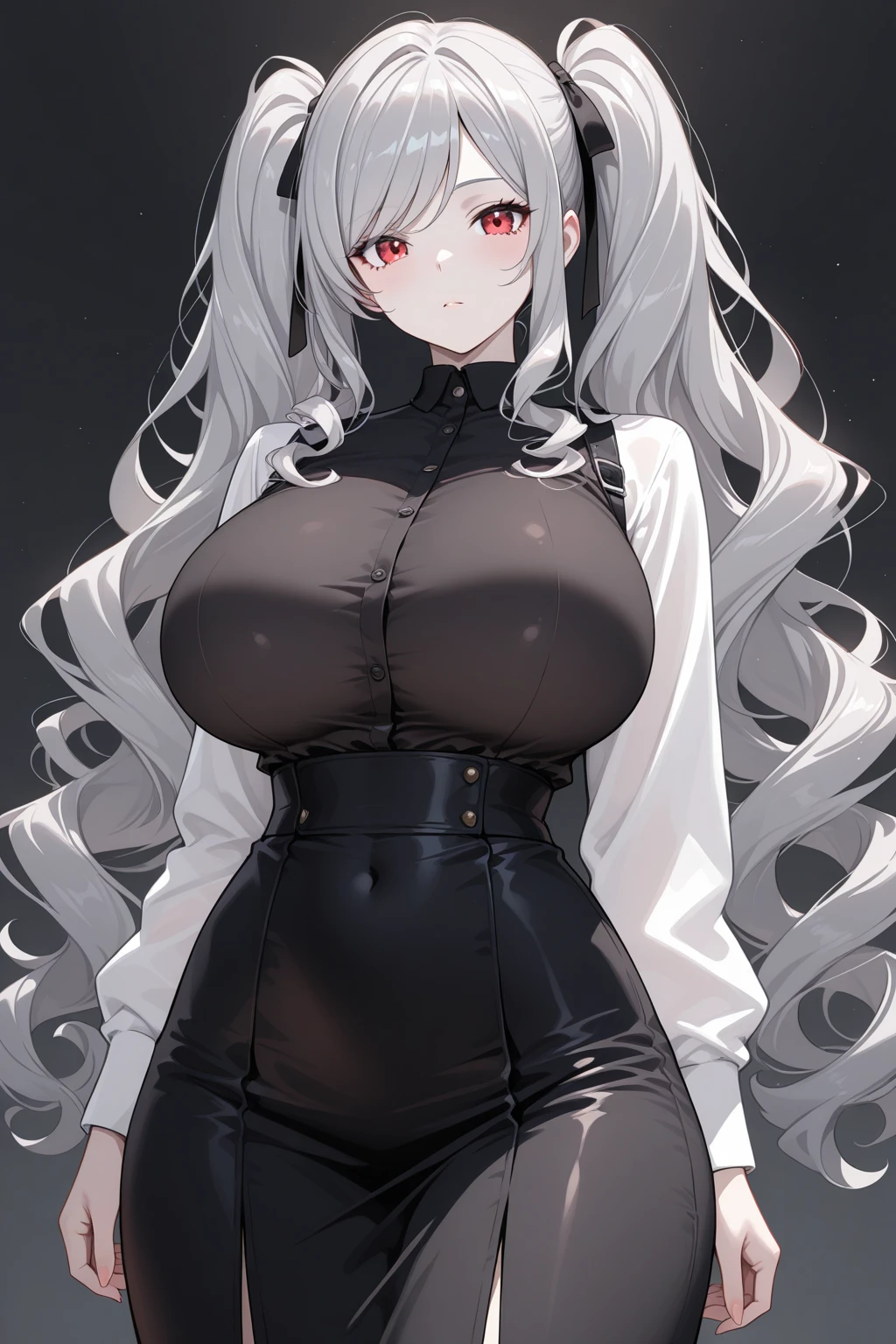1girl, {Solitary}, Upper Body ,{{ {Watching at viewer}}}, Arms at your sides, Concept Art, white Background, simple Background, White hair, Silver gradient hair , Composite cloth, Virtual YouTuber, best quality, masterpiece, Dynamic Angle, Watching_Back, grab, girl,Miss,woman, young,20 years old, Very long hair, Hair Flip, Silver Hair, Flowing hair, Ahog, giggle, Beautiful and delicate golden eyes, teeth, Large Breasts, Blonde eyes, White skin,, Black_shorts, Gray clothes, transparent_Background, Backlighting, absurd, high resolution, Extremely detailed,sweater,No pants，Nice thigh root