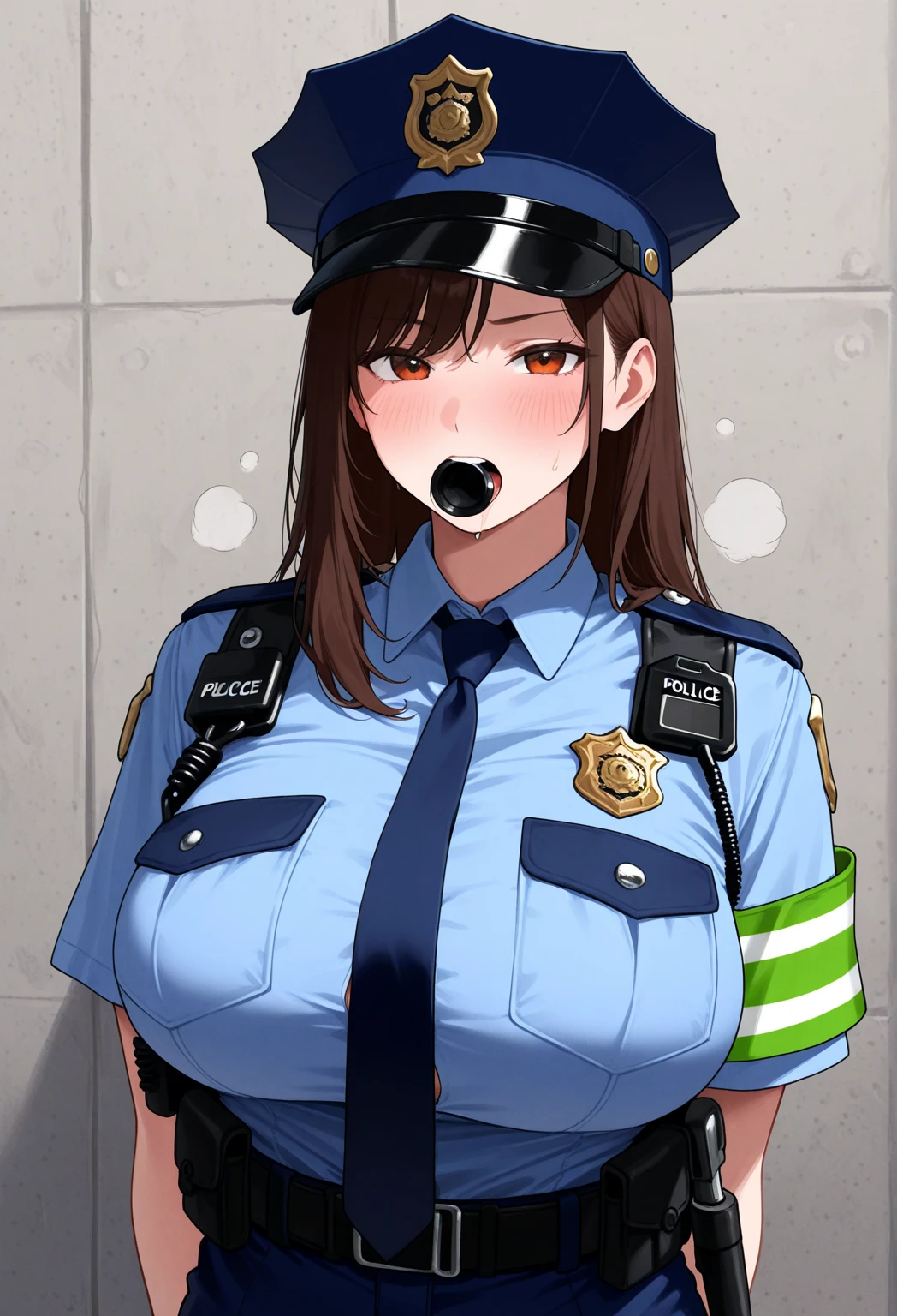 score_9,score_8_up,score_7_up,high resolution,1 erotic teenage,black hair,ponytail,see-through police,large breasts,thick nipples,erection of nipple,collar,(all fours+vaginal,sex+cum in pussy+creampie:1.5),(open mouth+out tongue:1.2),(excessive bukkake+excessive cum+cum in mouth+cum in hair+cum facial+cum on body:1.2),(multiple penis,ahegao+double Peace:1.8),front view,upper body,looking at viewer,prison.anime colored