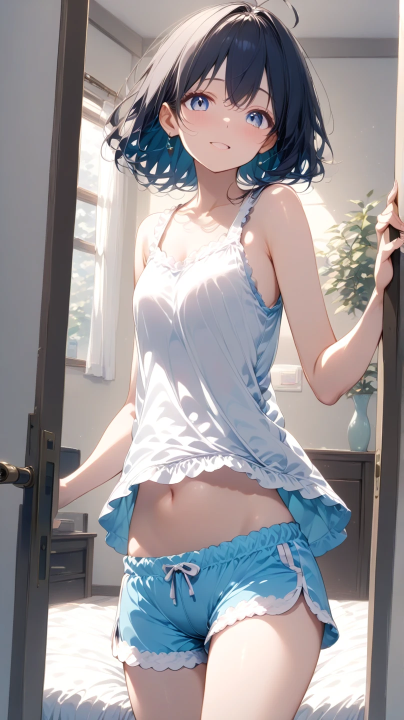 high quality, 最high quality、 Stylish design, (((The cutest girl))), ((Thin legs))、(((最high quality))), High resolution, ((detailed)), ((masterpiece)), ((Super detailed)), 18-year-old girl、(Inner color hairstyle)),((Sexy summer clothes)),((Sexual))