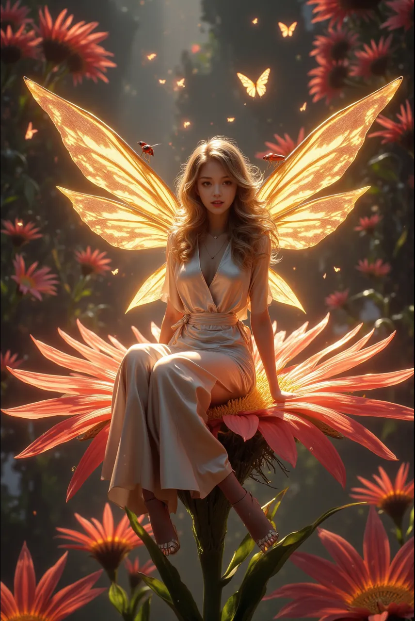 8k, realistic, ((cute 14-year-old girl))))), (small)))), (cute))), in the forest, sunlight, clear, delicate, professional photographer, photography, coat, CG, (leotard with see-through decoration), (((transparent feather fairy)), full body, long hair, ((((open leg)))), fairy, (small breasts)))), ((protrusion)))), side breast, art, art, on petals