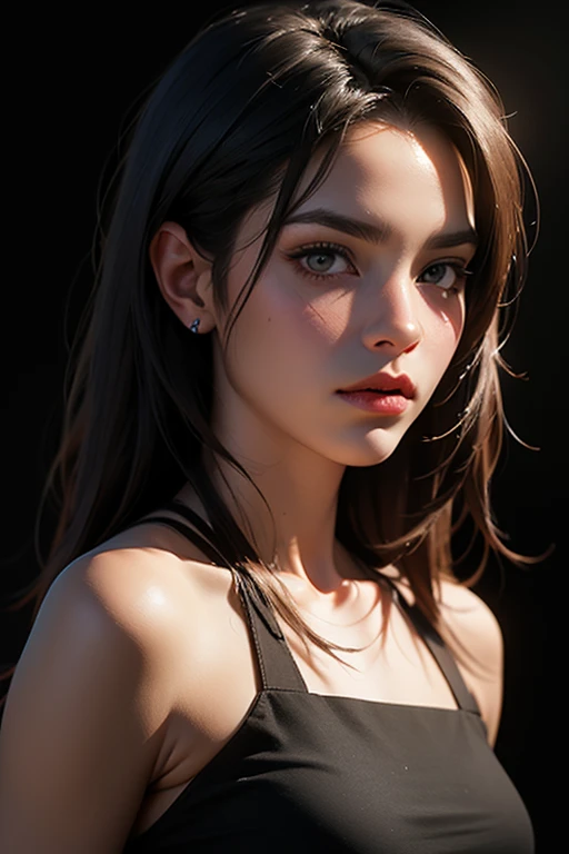 Best quality, masterpiece, ultra high res, (photorealistic:1.4), raw photo, 1girl, offshoulder, in the dark, deep shadow, low key, cold light