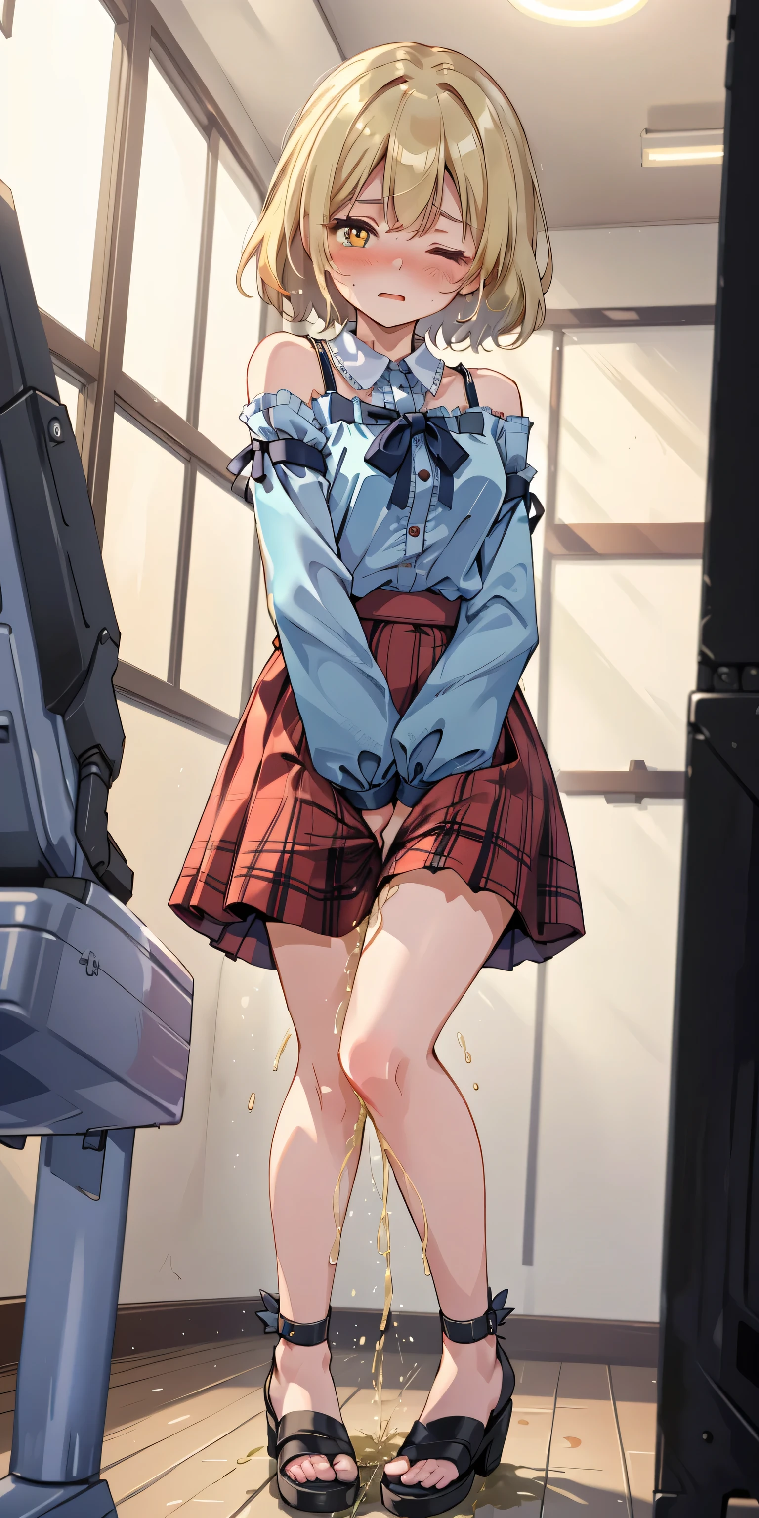 (8K, ultra-detailed, best quality, anatomically perfect body:1.5), (small breast:1.2), shiny skin, (1 girl), (have to pee:1.1), (urge to pee:1.2), (peeing self:0.8), (pp clothes:0.7), (very desperate to pee:1.3), (takes to bathroom), (waiting for bathroom with line), (squatting), (Each one has a different blouse), (Each one has a different maxi peasant dress:1.4), petticoat, (Each one has a different short boots:1.1), (Each one has a different hairstyle), (knees together and feet apart:1.4), (Rub each other's knees:1.2), (leaning forward:1.3), (hand between legs), (holding the crotch:1.5), (orgasm:1.5), (blush:1.2), (embarrassment:1.3), (impatience:1.4), (flustered:1.2), (fidgeting around:1.5), flowing sweat, (erotic waist twist:1.3), (panting), (breathless:1.4), Erotic feelings, (close eyes, closed mouth:0.8), (orgasm), looking away, from side, low_angle_human, (upskirt:1.4), nsfw,