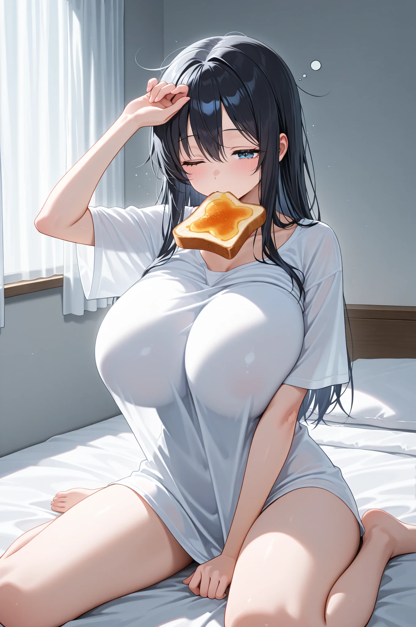 naked, Crying, crying, red eyes, Milf, long black hair, emo, goth, massive breasts, big breasts, crying, moaning, NSFW, naked, sausage in mouth white liquid all over body. (goth 1.9)