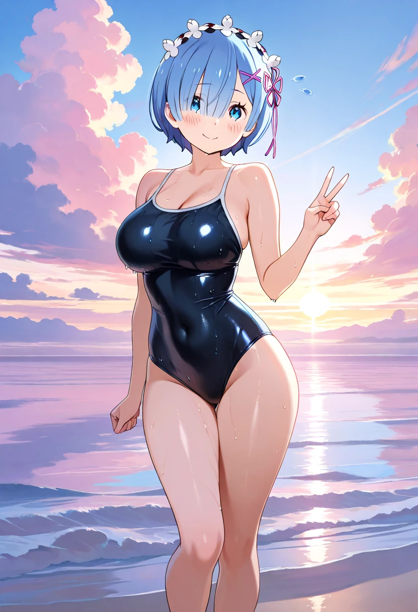 Large Breasts Ample breasts High leg competitive swimsuit Knee Night Sky Half Eye blush smile Heart-shaped tattoo on lower abdomen first round
Subaru Nakajima blue hair Very Short Hair White headband Abdominal muscles