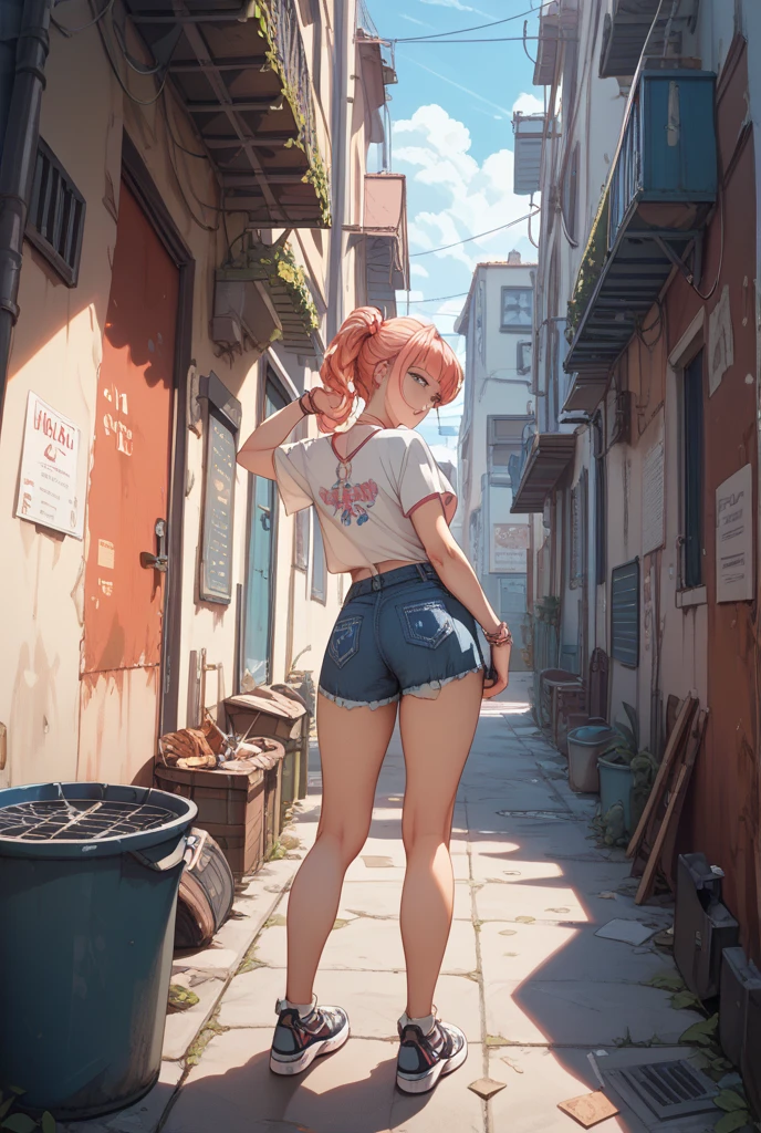 Beautiful anime painting of summerpunk lady. summer chill day, paint dripping by tim okamura, victor nizovtsev, greg rutkowski, noah bradley. trending on artstation, 8k, masterpiece, graffiti paint, fine detail, full of color, intricate detail, golden ratio illustration