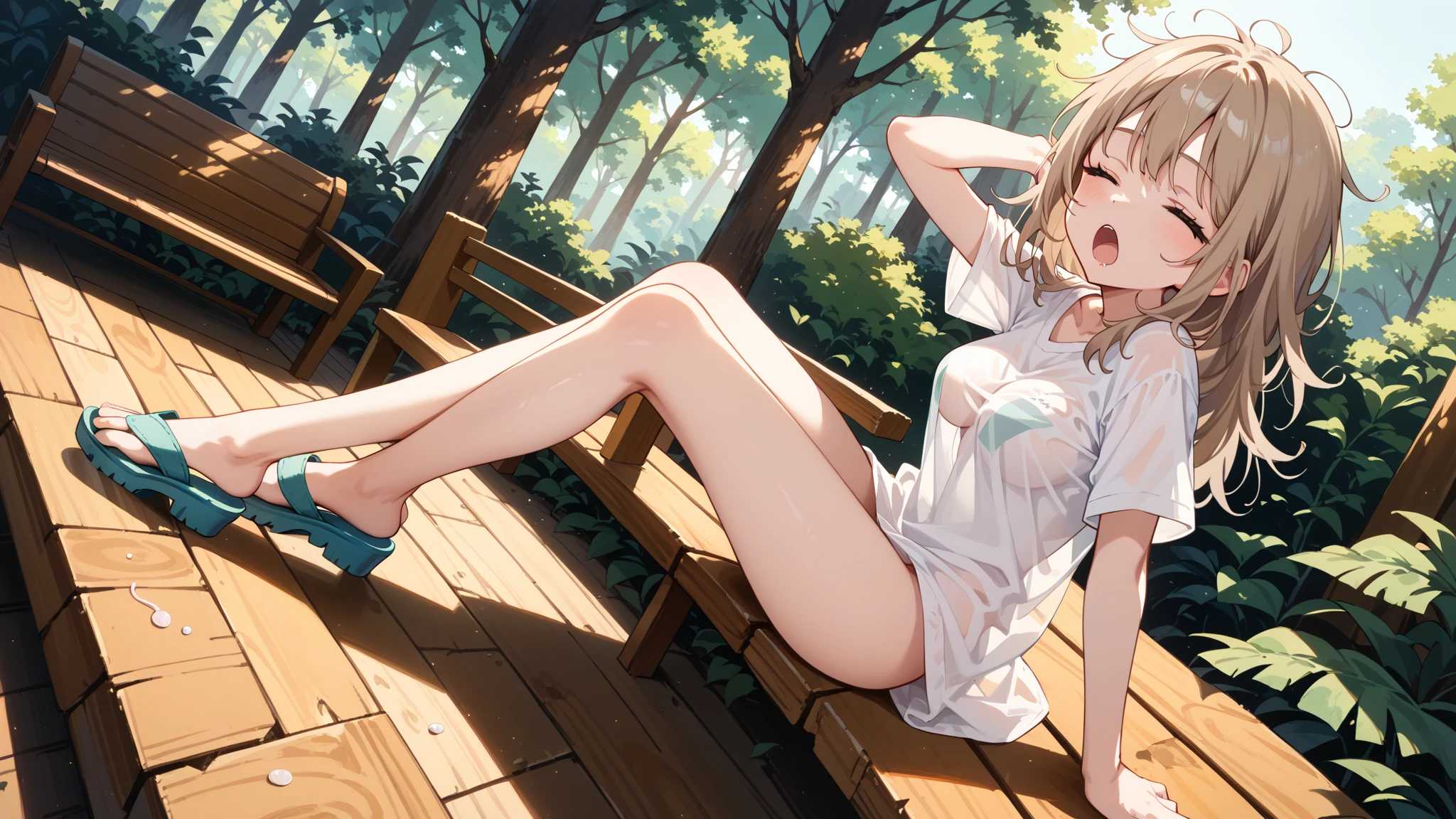 (masterpiece), 1girl, pale skin, blonde hair, short hair, blue eyes, nsfw, show off pussy,
