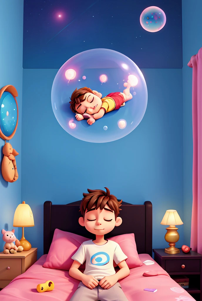 Short curly haired boy inside dragon ball z recovery capsule 