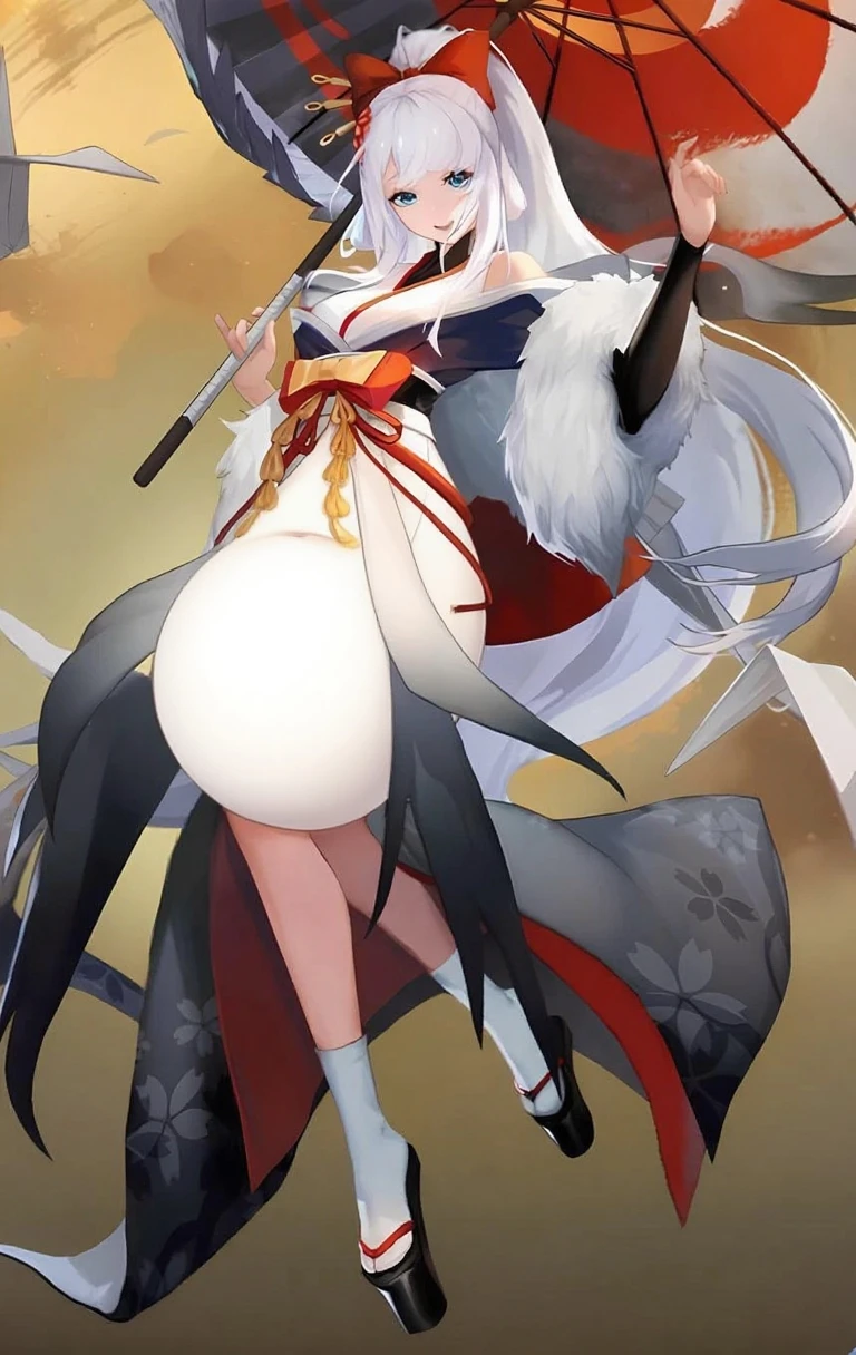 Anime girl with long hair and lying on her side on bed, Pipe in hand，whaite hair, Onmyoji detailed art, onmyoji portrait, Detailed key anime art, twintails white_mitts, Best anime 4k konachan wallpaper, high detailed official artwork, Fine details. anime big breast. Tentacles, Kushatt Krenz Key Art Women, onmyoji