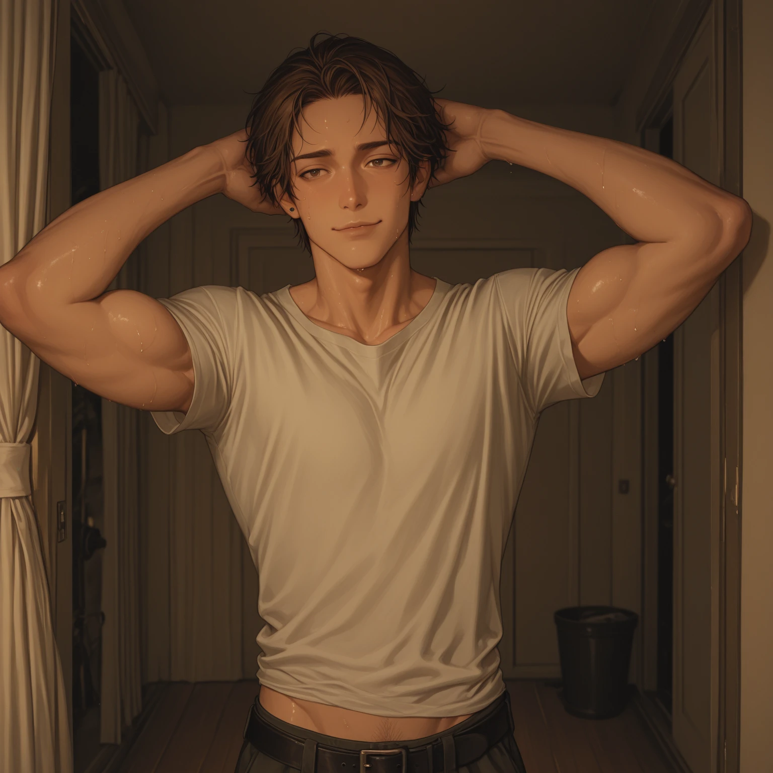 ((masterpiece)),((bestquality)),8k,high detailed,ultra-detailed,1boy,male focus, solo, ((a lean shirtless man)), moody,natural lighting,mid_shot,in the void,<lora:shinichi:1>,watch to the viewer,game cg, cinematic_angle, ,<lora:2-muscle_slider_v1:-0.71> ,<lora:4-weight_slider_v2:-0.71> ,<lora:add_detail:0.75>,black hair,