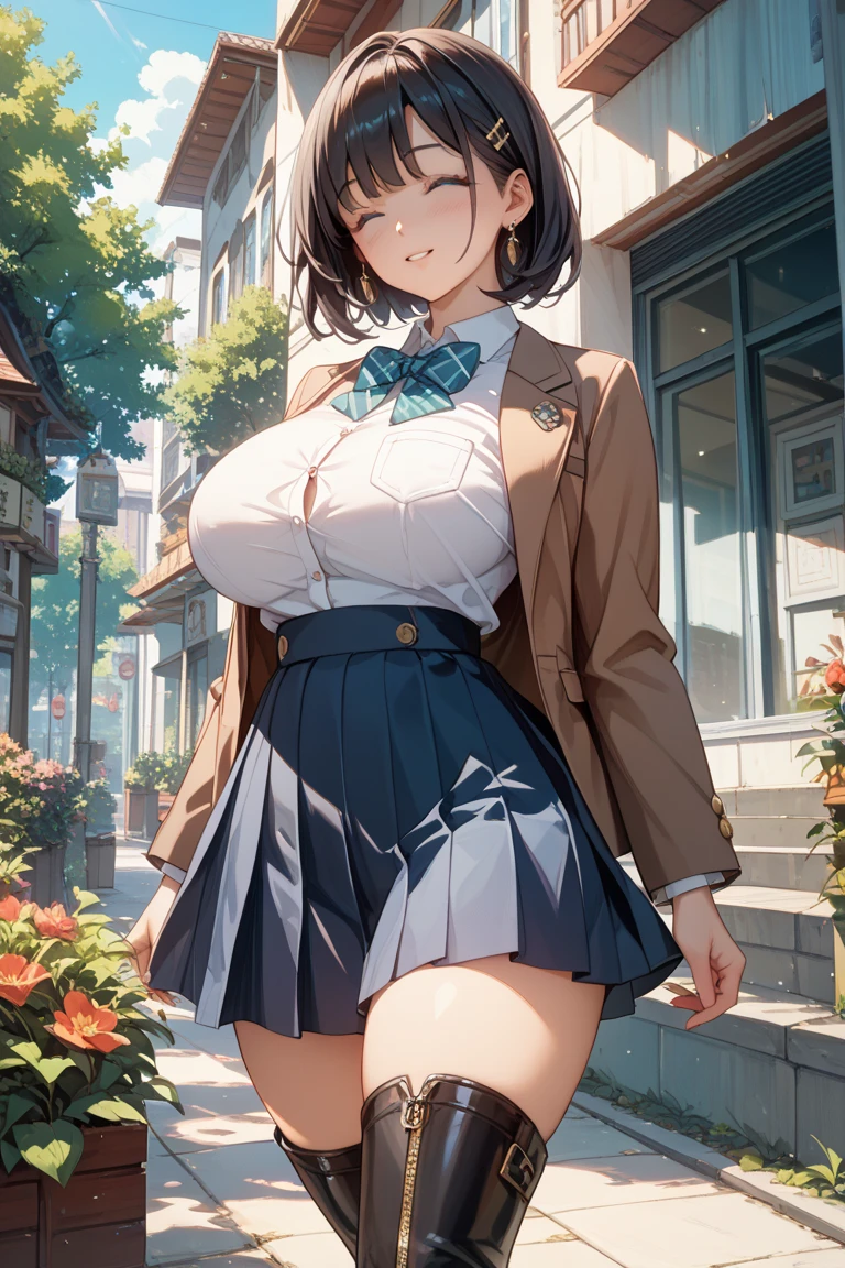 (masterpiece、Highest quality、High resolution、Realistic photo、Real looking skin:1.1)、
(Women lift their skirts and take off their panties々I am showing it to:1.8)、
(She is standing:1.8)、
(Provocative expression with a sly smile:1.8),
(He wears a navy blue blazer over his plain white collared shirt, which is his high school uniform.:1.8)、
(I'm wearing a checked miniskirt from my high school uniform.:1.8)、
(I'm wearing navy blue socks and black loafers.:1.8)、
(The panties are white and patterned:1.5)、
(Medium-length, tea-colored short hair:1.5)、
(She is 18 years old but has a mature look.:1.5)、
(Her breasts are pretty big:1.5)、
(The location is the grass area of the park.:1.5)、
1 Japan、solo、Full Body Esbian、Beautiful Eyes、Shining Eyes、Shining thighs、NSFW