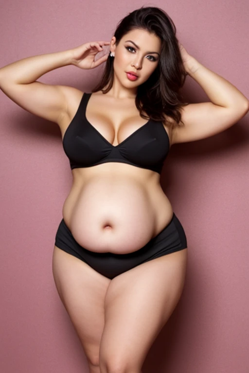 beautiful girl, ((long black straight hair)), ((brown tanned skin)) ,((Latina girl)), beautifull eyes, perfects lips, stomach ache hurt face, blushing(blushing:1.5) , cleavage, ((fetal movement belly)) , ((wearing black cheerleader outfit)) ,bloated belly, belly exposed, her belly button is exposed, her belly is fat and round, visible belly, bouncy belly, she has a jiggly fat round belly, belly button showing, belly,, big belly, sultry body with sexy belly, insanely inflated hips, big breasts,inflated stomach,pregnant,kipteitei,Chubby,Huge ass, Extremely Realistic,Raw Photo,Enhance,art by kipteitei,veiny belly,bottomheavy,gigantic_breasts