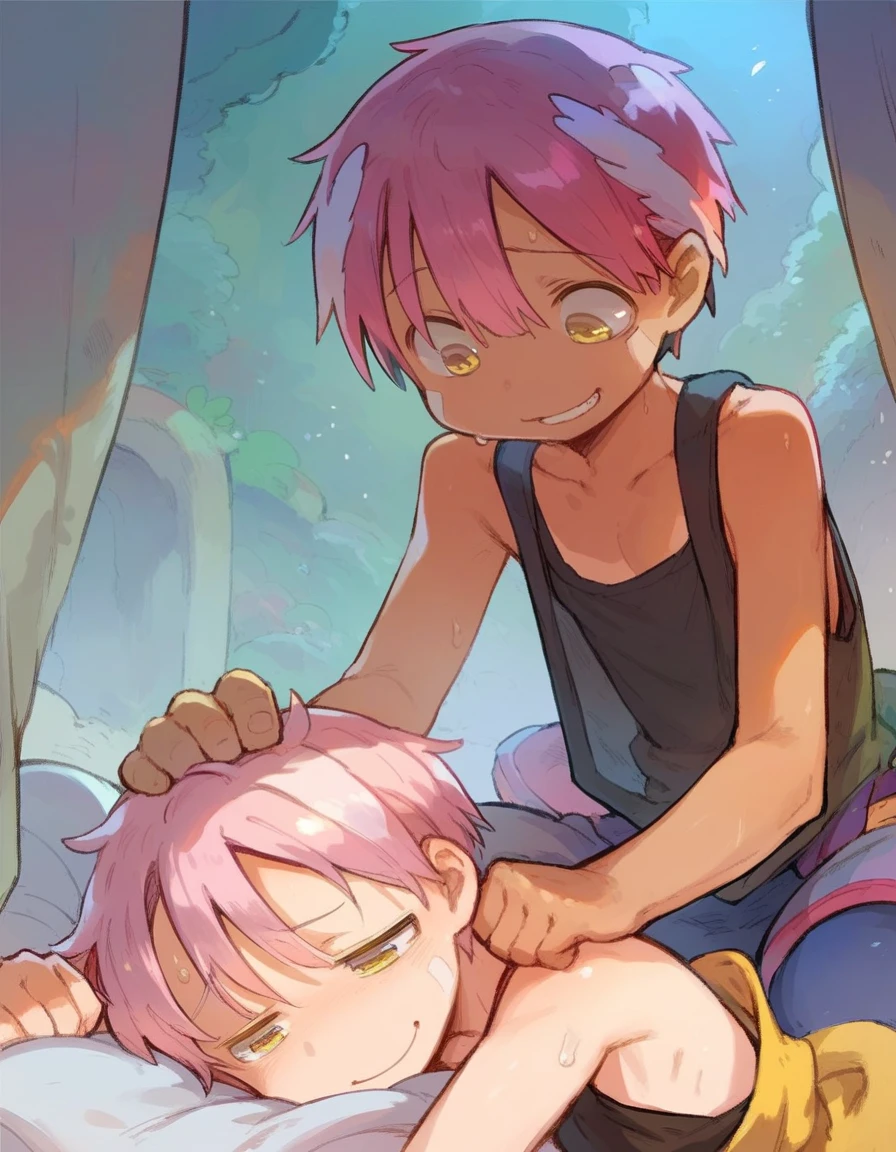 score_9,score_8_up,score_7_up,score_6_up,score_5_up,score_4_up, male, astolfo_(fate), fate_(series), 1boy, pink_hair, purple_eyes, anal sex