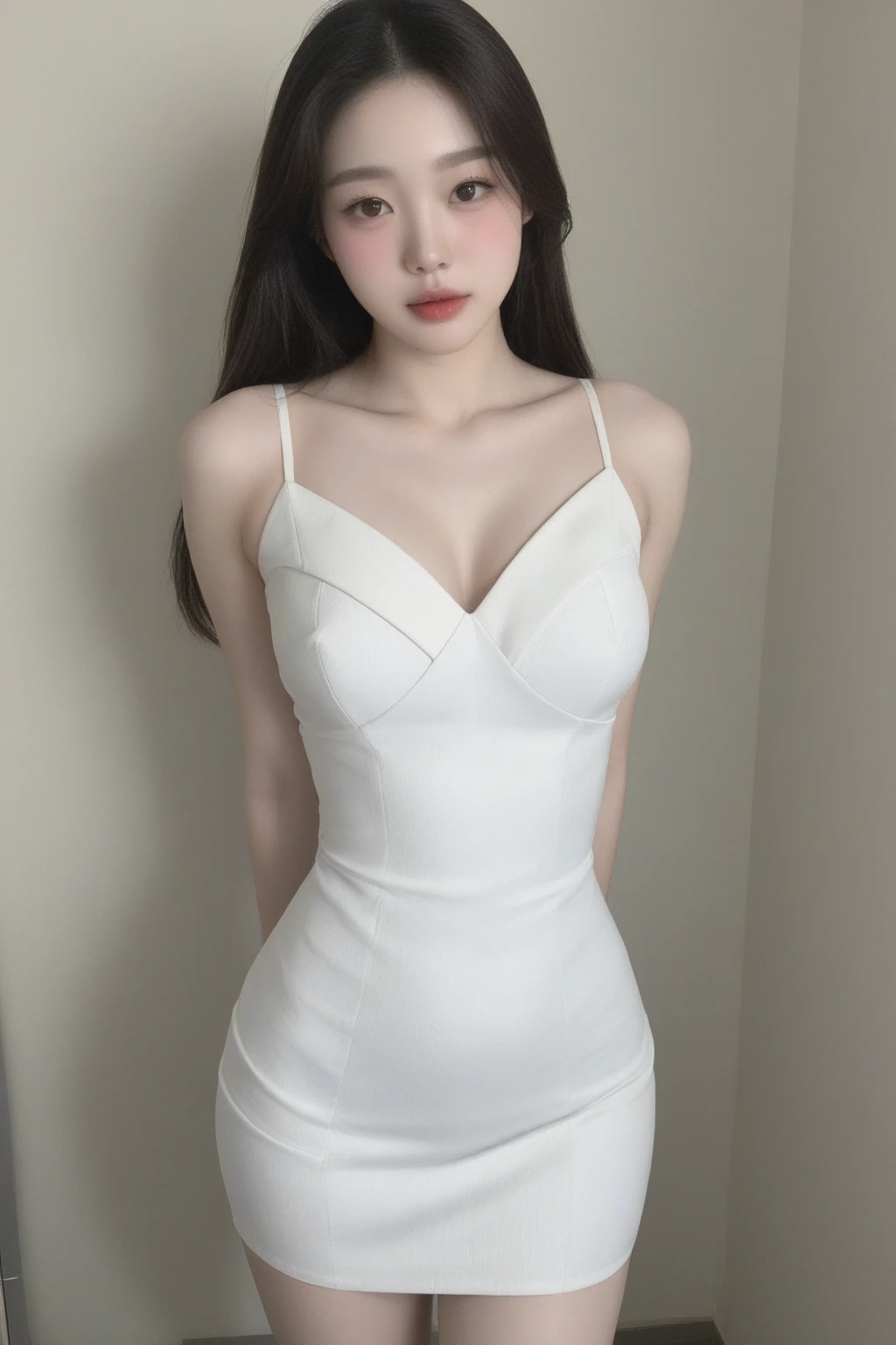 Beautiful woman with perfect body：1.4，Layered Hairstyle，Prominent cleavage，Highly detailed face and skin textures，Double eyelids，Skin Whitening，Long hair，Whitened long legs，粉红色Long hair，（Low-cut dress，miniskirt，Black pantyhose）Stand on the balcony