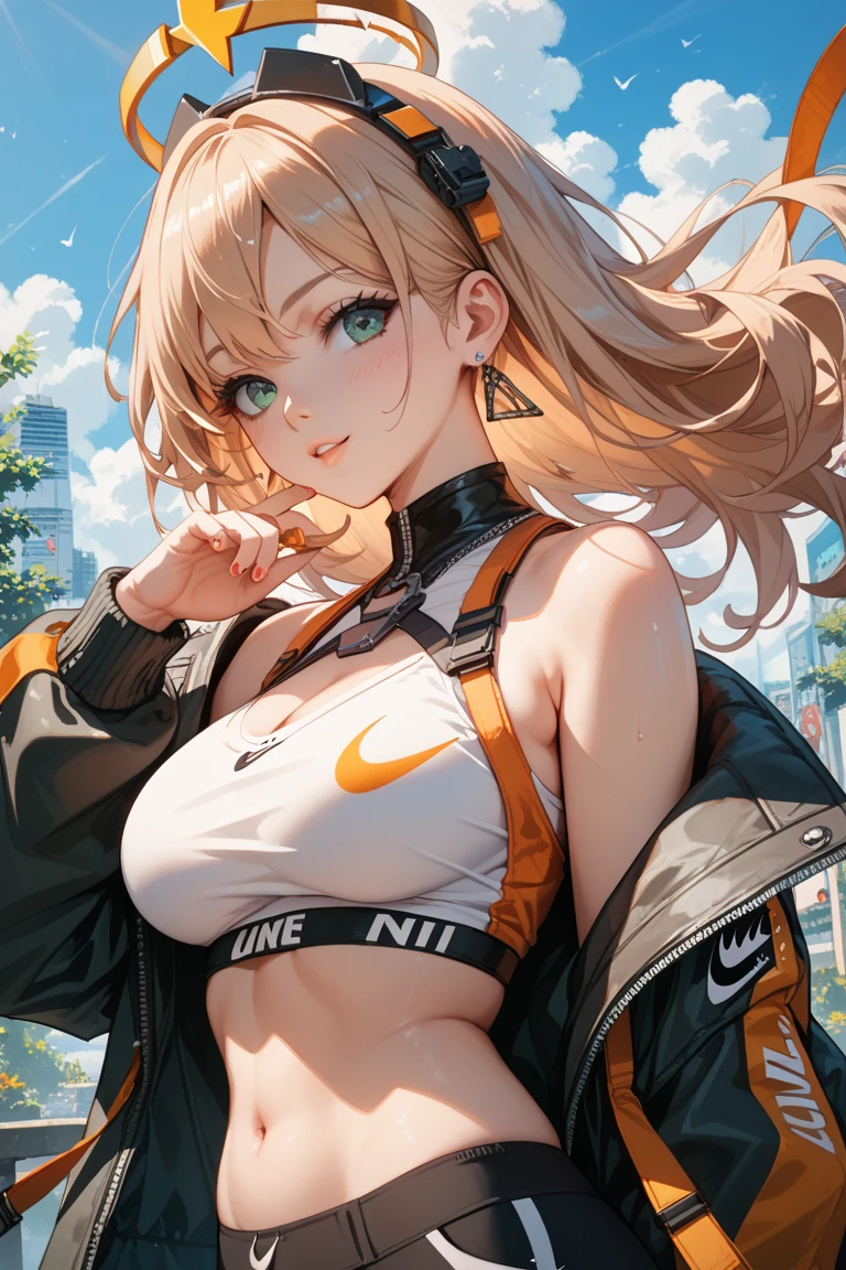 girl rave,(1girl:1.3),((anime girl with extremely cute and beautiful blonde hair walking seductively down the street)),
(large breasts:1.4),saggy breasts,(((very light blonde hair:1.35, straight hair, long hair:1.4, colored inner hair,ear breathing))),((very light yellow eyes:1.3,upturned eyes:1.3,perfect eyes,beautiful detailed eyes,rainbow glows ultra-detailed deep white yellow eyes:1.1,gradient eyes:1,finely detailed beautiful eyes:1,symmetrical eyes:1,big highlight on eyes:1.2)),(fat:1.2),(((lustrous skin:1.5,bright skin: 1.5,skin tanned,shiny skin,very shiny skin,shiny body,plastic glitter skin,exaggerated shiny skin))),(spider lower abdomen,narrow waist,wide hip,athletic body,inflated legs,delicate detailed fingers,detailed body,detailed arms,human hands, detailed hands),
cute,slutty,seductive,erotic,nsfw,
zettai ryouiki,revealing clothing,show skin,((rave shirt with an orange print, rave mini-skirt,visible thong straps)),(wearing a rave outfit:1.3,rave clothes,semi-naked,with little clothing,),(detailed outfit,detailed clothes),(((sphere shaped drone flying after her))),
(dynamic pose:1.0),solo focus,embarrassed,centered,scale to fit dimensions,Rule of thirds,
outdoors,(cyberpunk Background: 1.5, detailed background:1.25),sunny day, clouds
(Isometric: 1.0),double exposure,(masterpiece,best quality:1.3),(highres:1.5), absurdres,ultra detailed,cinematic light,realistic,ultra-realistic,high contrast,extraordinarily nice,vibrant colors,(intricate),HDR (High Dynamic Range),Ray Tracing,NVIDIA RTX,Super-Resolution,Unreal 5,Subsurface dispersion,PBR texture,Post-processing,Anisotropic filtering,Depth of field,Maximum clarity and sharpness,Multilayer textures,Albedo and specular maps,Surface shading,Accurate simulation of light-material interaction,Octane Render,Two-tone lighting,Wide aperture,Low ISO,White balance,8K RAW,Saturation boost,
