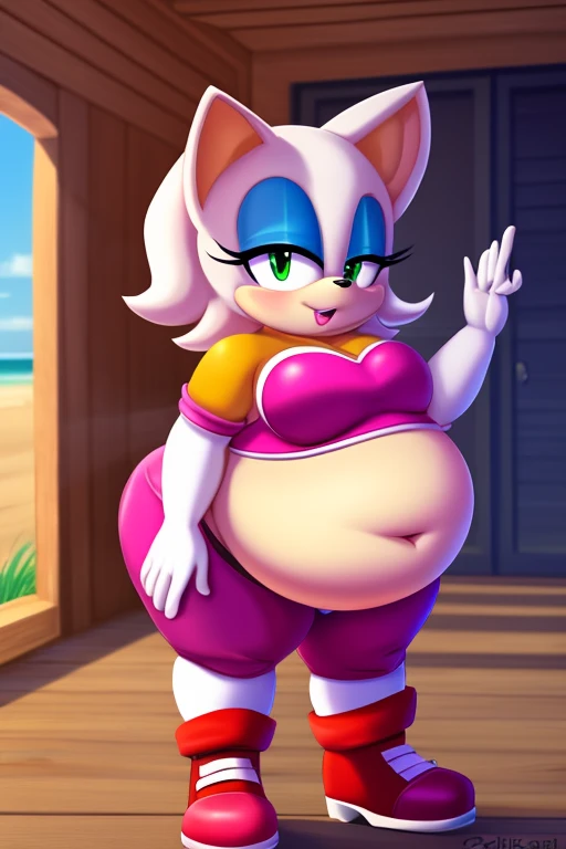amy rose, masterpiece, big belly, pregnant belly, huge belly, large belly, beach