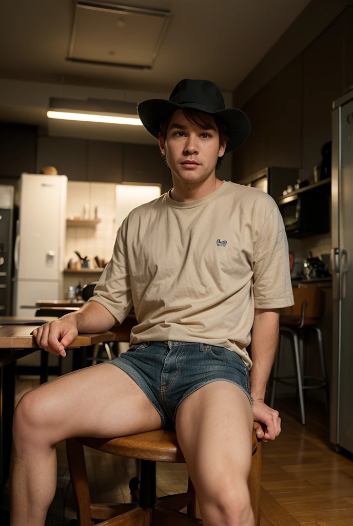 Candid photo of a timid 18yo redneck dg_Finn boy, ginger facial stubble, short dark red hair, photorealistic, hyperdetailed, <lora:dg_Finn_v1:0.8>, underwear, undressing, homoerotic, streets, cyberpunk, sharp focus,
