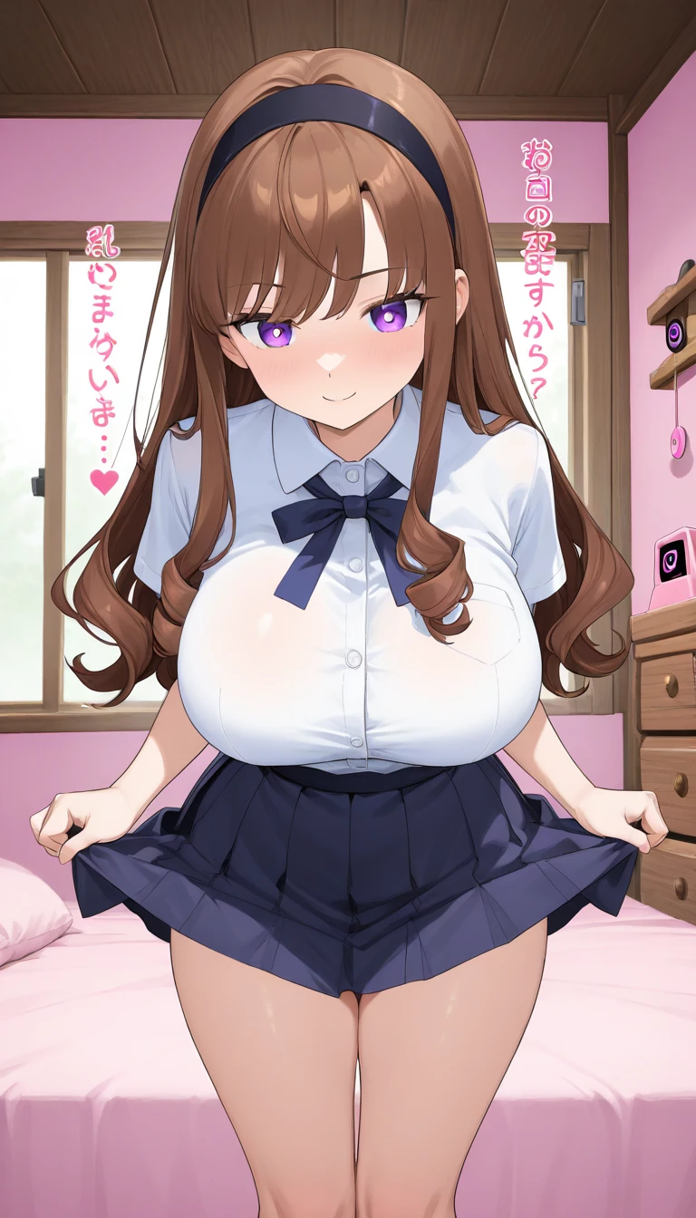 A Beautiful, Very Cute Girl, ((17 years-old)), with (Long Brown Hair), (Beautiful Green Eyes), Huge Breasts, Thick Thighs, Extra Big Thighs, Enormous Thighs, Extremely Plump, Curvy, Thick, wide hips, Extremely Thick Figure. She’s wearing a Cute Black Hoodie, and a ((Short Green Pleated Skirt)). Sitting in a Modern House, with an embarrassed expression, she’s embarrassed because her skirt is a little too short, and her thighs are too overly large.