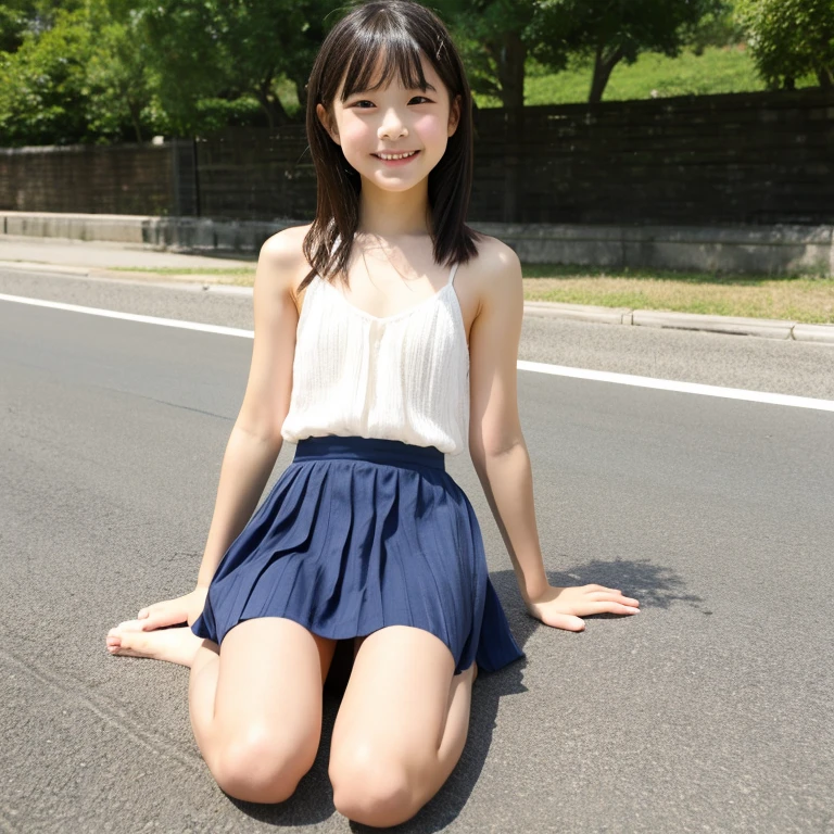 Tabletop, highest quality, (Outdoor、Schoolyard)、One Girl, (beautiful girl:1.3), (16 years old:1.2), Exceptional clarity, (Symmetrical eyes:1.3), ((Browsing Caution)), (Jump, , put out naked, Cute Skirt, put out naked:1.3), ((Jump:1.6))、Beautiful breasts, Brown eyes, parted bangs, brown hair, Upper teeth