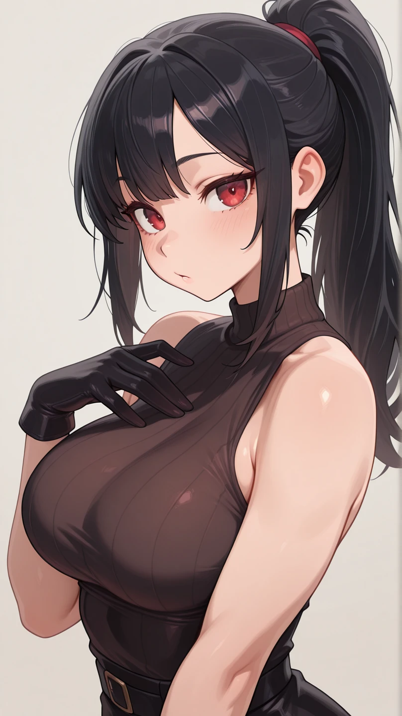 ((best quality)), ((masterpiece)), (detailed), black hair, red eyes, kunoichi, mid twenties age
