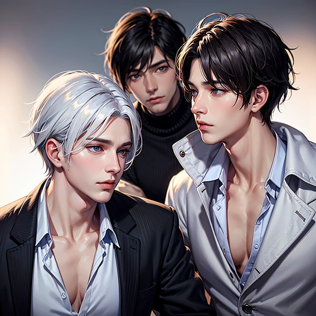 Silver Hair　Short Hair　Grey Eyes　Golden Eyes　Two handsome men　Beautiful Boy　Halloween　Wizard　pumpkin　Bears Ears　