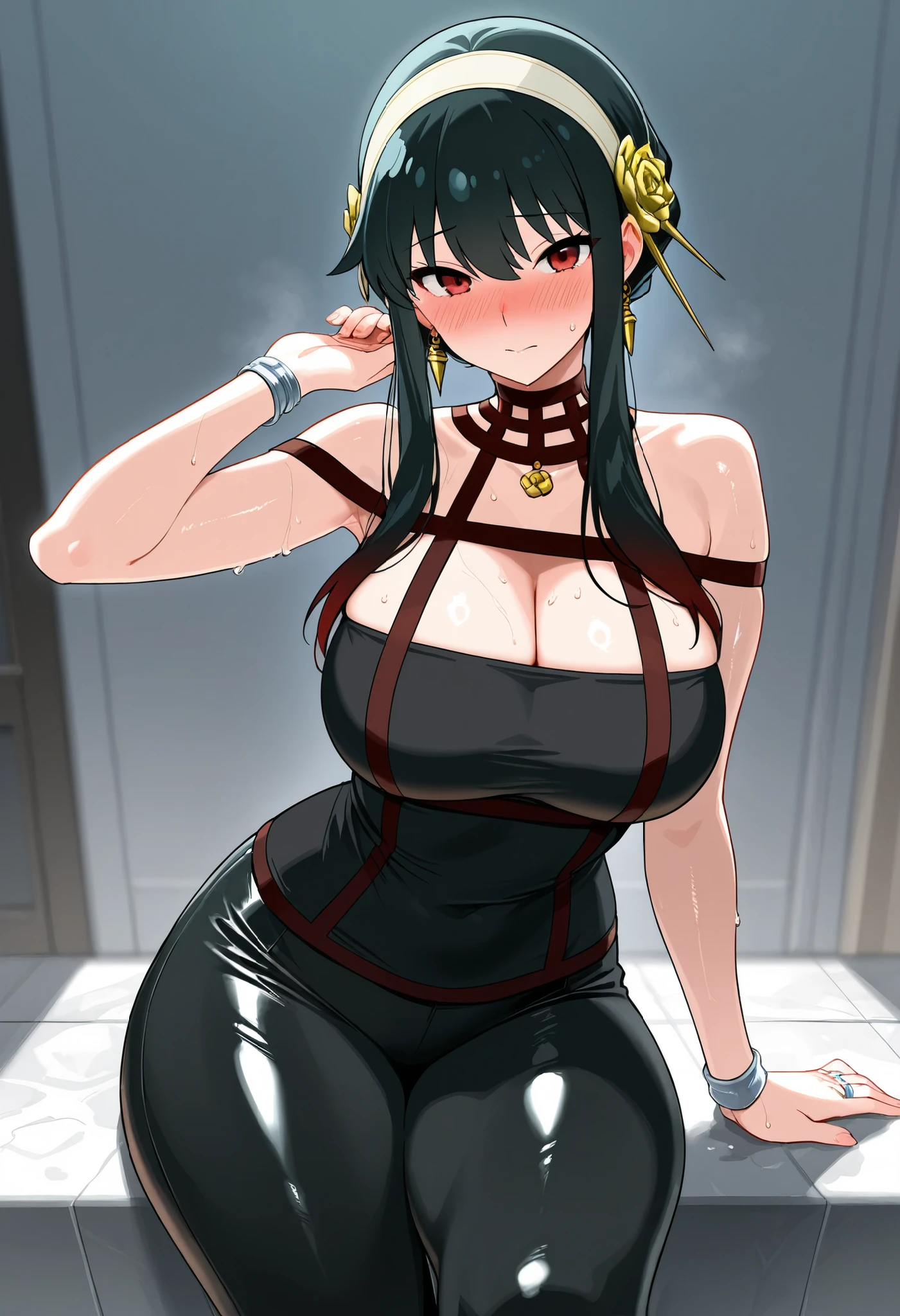 1girl, anime screencap, bastard!!, black hair, braid, braided ponytail, breasts, highres, long hair