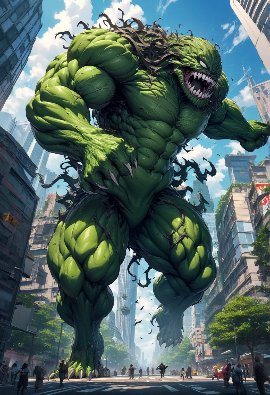 Illustrate a comic-book-style black and white scene from artist David Finch in which the Hulk loses control and transforms into his most powerful form, with giant muscles and glowing green eyes, as he faces an imminent threat. --auto --s2