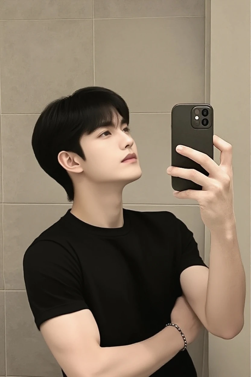 A hot guy showing his slim body with toned abs