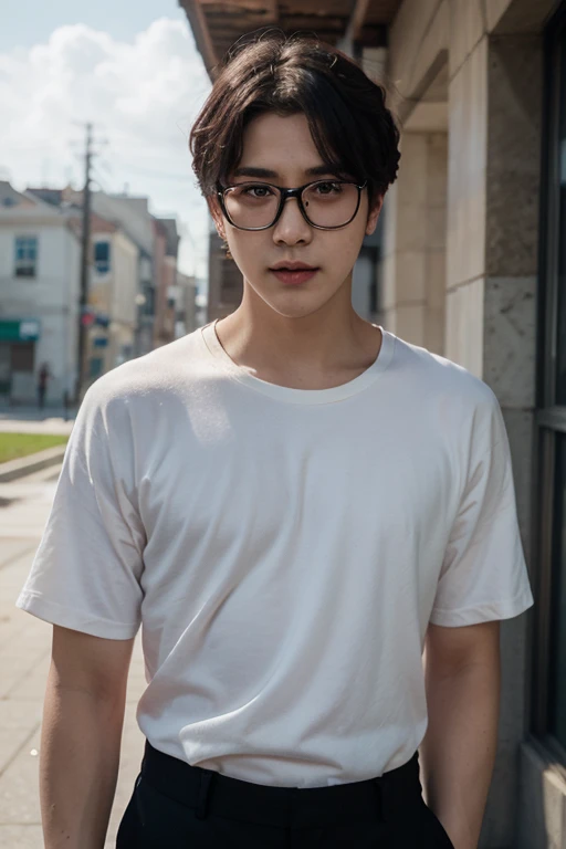 "Enjoy a visual feast as you witness the astonishing transformation of handsome 20 year old Saitama wearing a t-shirt and shorts. a creature of unparalleled strength and captivating aura. With cropped black hair Brilliant personality and piercing beautiful eyes, this energetic person will surprise you."