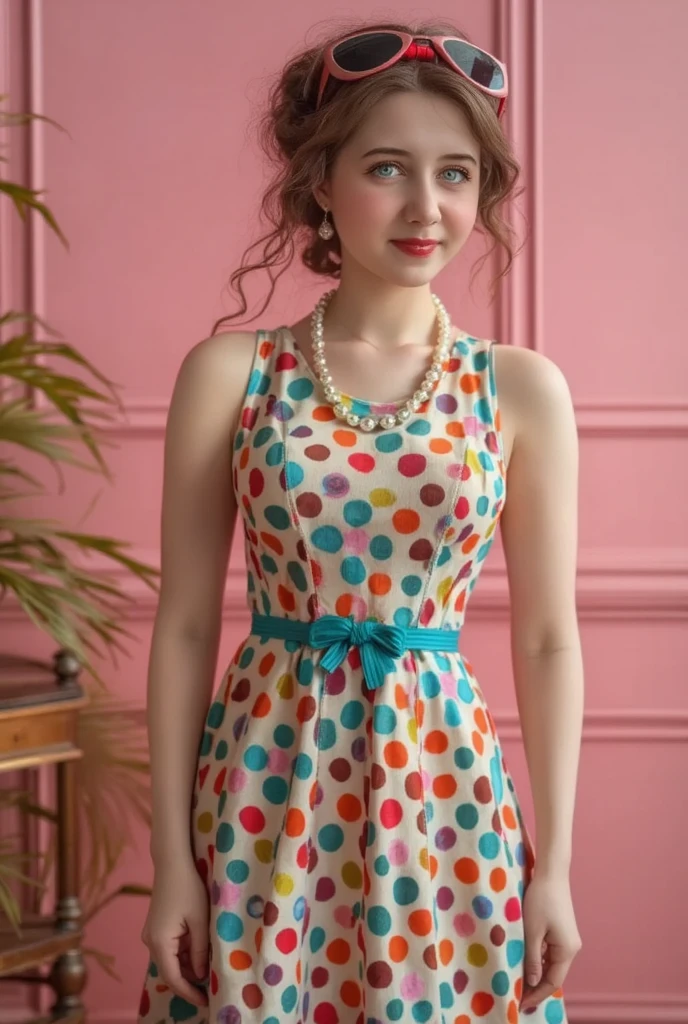 Sarah Gadon wearing sexy children's party clothes and smiling