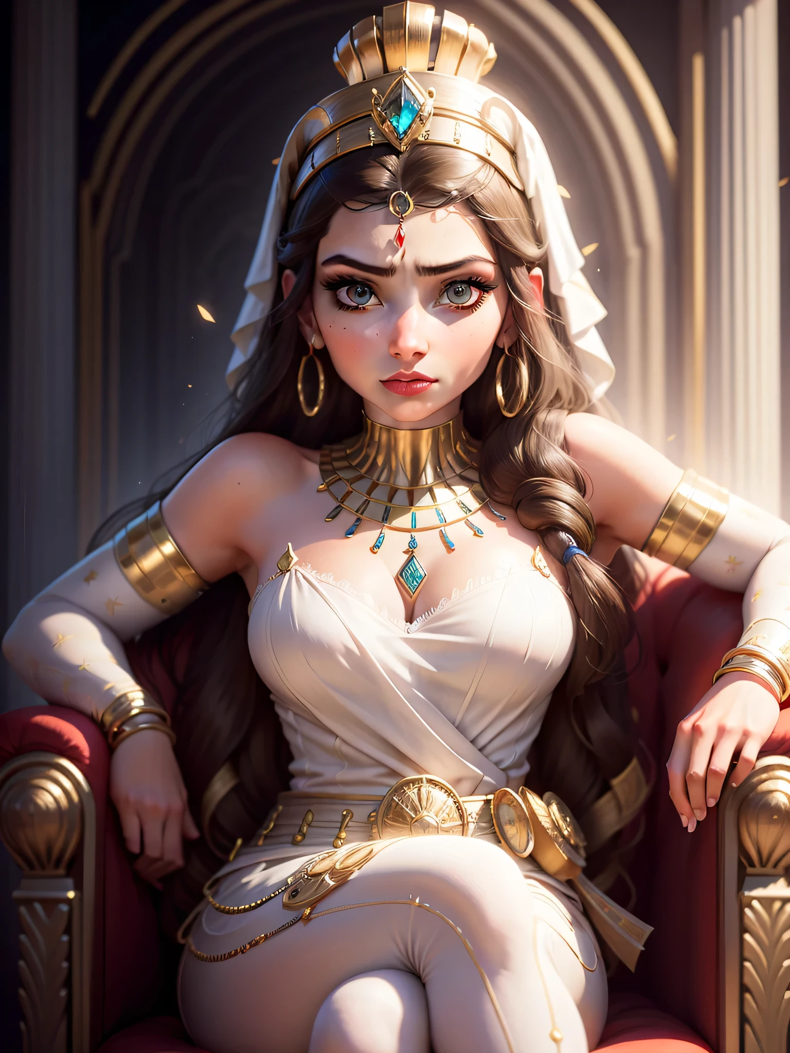 DEN_louisa_khovanskiMK2,
sitting in an Egyptian thrown in a golden Palace, glistening and shining gold, Egyptian, Egypt,
bokeh, f1.4, 40mm, photorealistic, raw, 8k, textured skin, skin pores, intricate details <lora:epi_noiseoffset2:1>, epiCRealism <lora:ClothingAdjuster3:-1.3>
