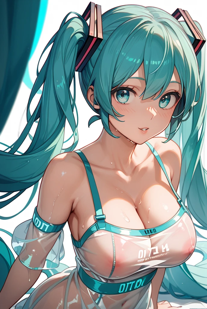 (best quality,ultra-detailed,realistic:1.37),portrait,pencil drawing,colored lines,high contrast,bright colors,soft lighting,Miku Hatsune,cute,adorable,large eyes,detailed hair,twintails,huge ribbon,maid outfit,frilly apron,short skirt, skinny body expression,captivating smile, arms up, squat pose, piernas abiertas, ( facial expression looking disgusted, bragas visibles), floating musical notes,sparkling eyes,fresh vibrant colors,dynamic composition,playful atmosphere,anime style,skilled shading,expressive strokes,masterpiece:1.2