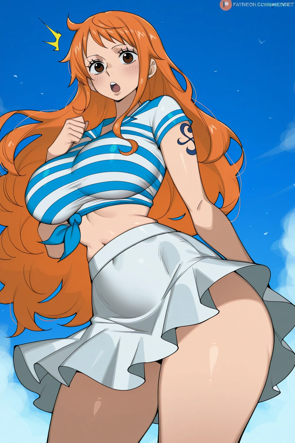 (Masterpiece,detailed, super high quality,In 4K,Highest qualityの高品質,extremely detailed,Attractive photos,Highest quality, In 4K, 8k, High resolution,Precise human body,Perfect garment,Top quality illustrations)(One-piece style,Nami,whole body)(handsome features, full makeup,lip gloss,eyeliner),smile,Embarrassed,(Woman in her 20s,Beautiful woman,Beautiful face line,Feminine body lines,Beautiful orange hair,Fluffy long hair,Beautiful brown eyes)(Huge ,valley:1.5)(Red Chinese Dress,Mini Dress,valleyカットアウト), blush,Sweat,steaming body,steaming Between legs,steaming armpit,(camel toe:0.5),anger,Wet clothes,View your viewers, indoor, Low - Angle, squat, Put your arms behind your head, blush, from the front, 胸のvalley