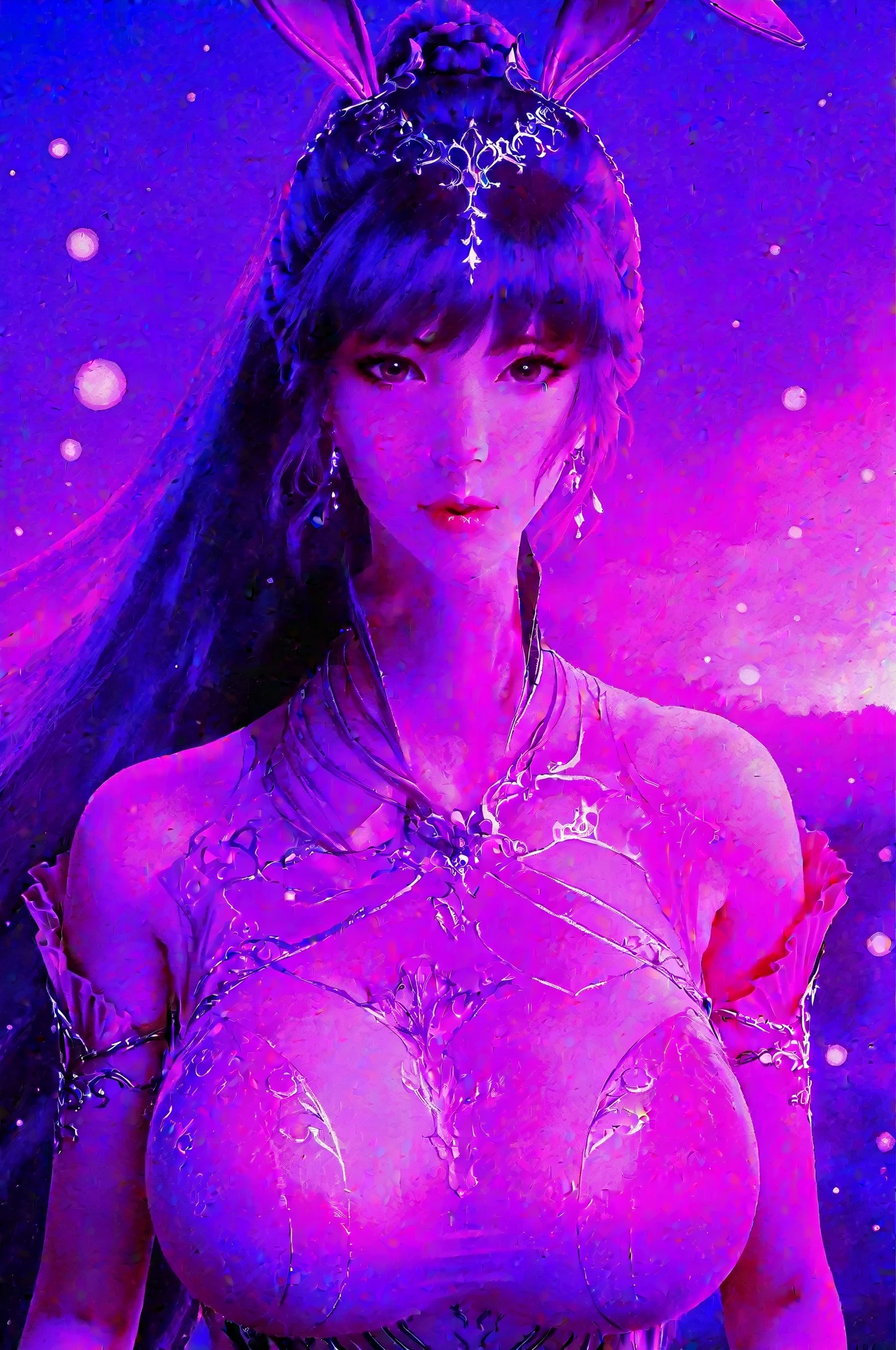modelshoot style, (extremely detailed CG unity 8k wallpaper), full shot body painting of the most beautiful artwork in the world, ((1woman)), pink and blue magician robe, feminine, professional majestic oil painting by salvador dali, by Rene Magritte, surrealism painting, trending on ArtStation, trending on CGSociety, Intricate, High Detail, Sharp focus, dramatic, painting art by midjourney