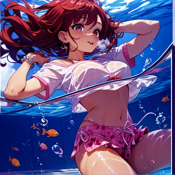 swim wears,komono,Shinkai sincerely,red colour,under the water