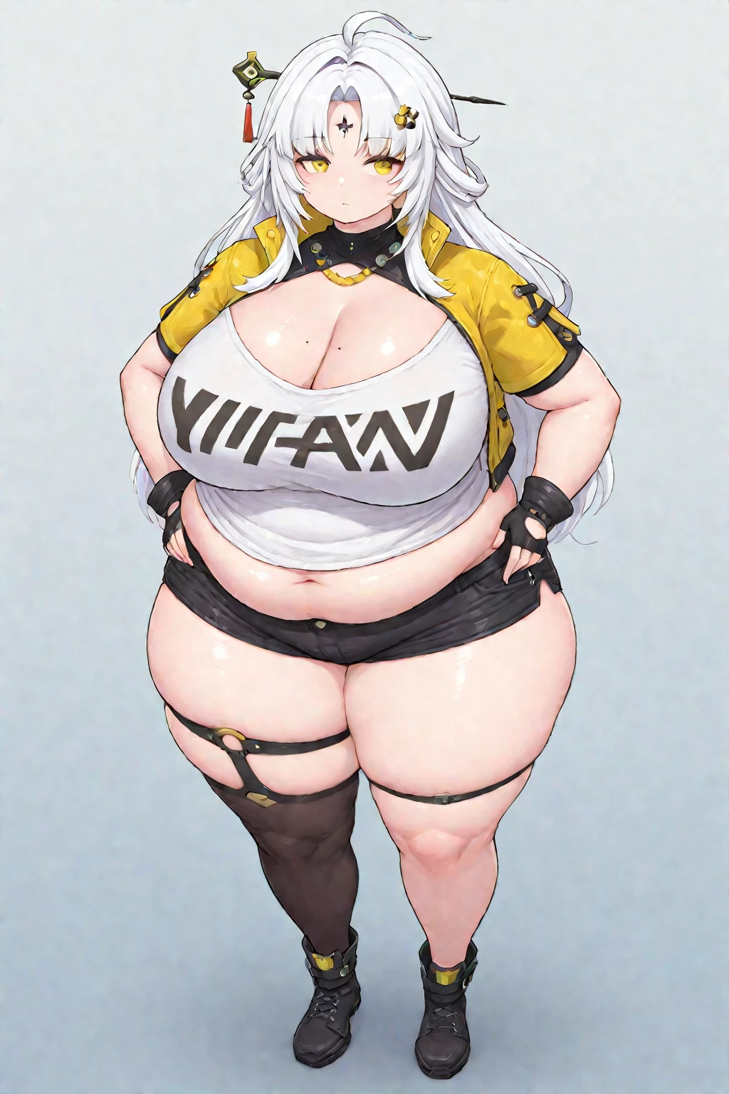 One Girl,Precise five fingers,{Knee-high socks}、(((Wide Hips)))、 (((Plump thighs)))、((Big Ass))、(Big Breasts) Embarrassed look,whole body、Sexy pose