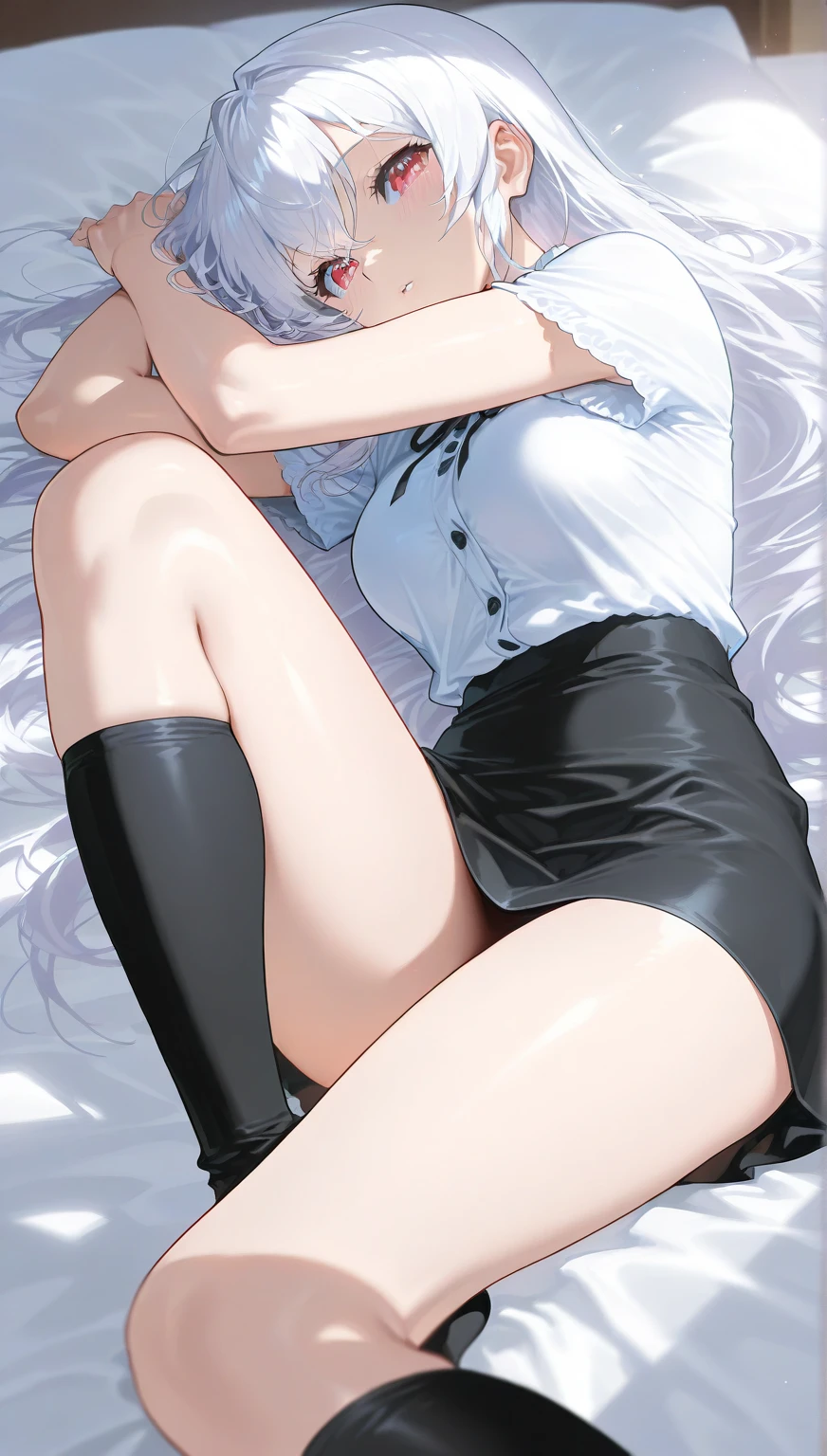 The best beauty、innocent、Small face、(wearing Nurse uniform)、Female nurse, sit astride a man's knees、very slim body, Slender, very long legs, slim thighs, small butt, Beautiful clavicle、white skin, smile、RAW Photos, (8k、Highest quality、masterpiece:1.2)、(Intricate details:1.4)、(Photorealistic:1.4)、Octane Rendering、Complex 3D rendering with ultra-detail, Studio Soft Light, Rim Light, Vivid details, Super Detail, Realistic skin texture, Detailed aspect, Beautiful details in the eyes, Highly detailed CG Unity 16k wallpaper, compensate, (Detailed Background:1.2), Glowing Skin, whole body,Squat down and bend your knees,nude, show v_zone ,Lower your head with your butt facing up, Leaning forward、Look up on all fours, Tuck up your clothes, Place the stethoscope on the man., Holding a man's shoulders with both hands、Lace panties、Focus on panties