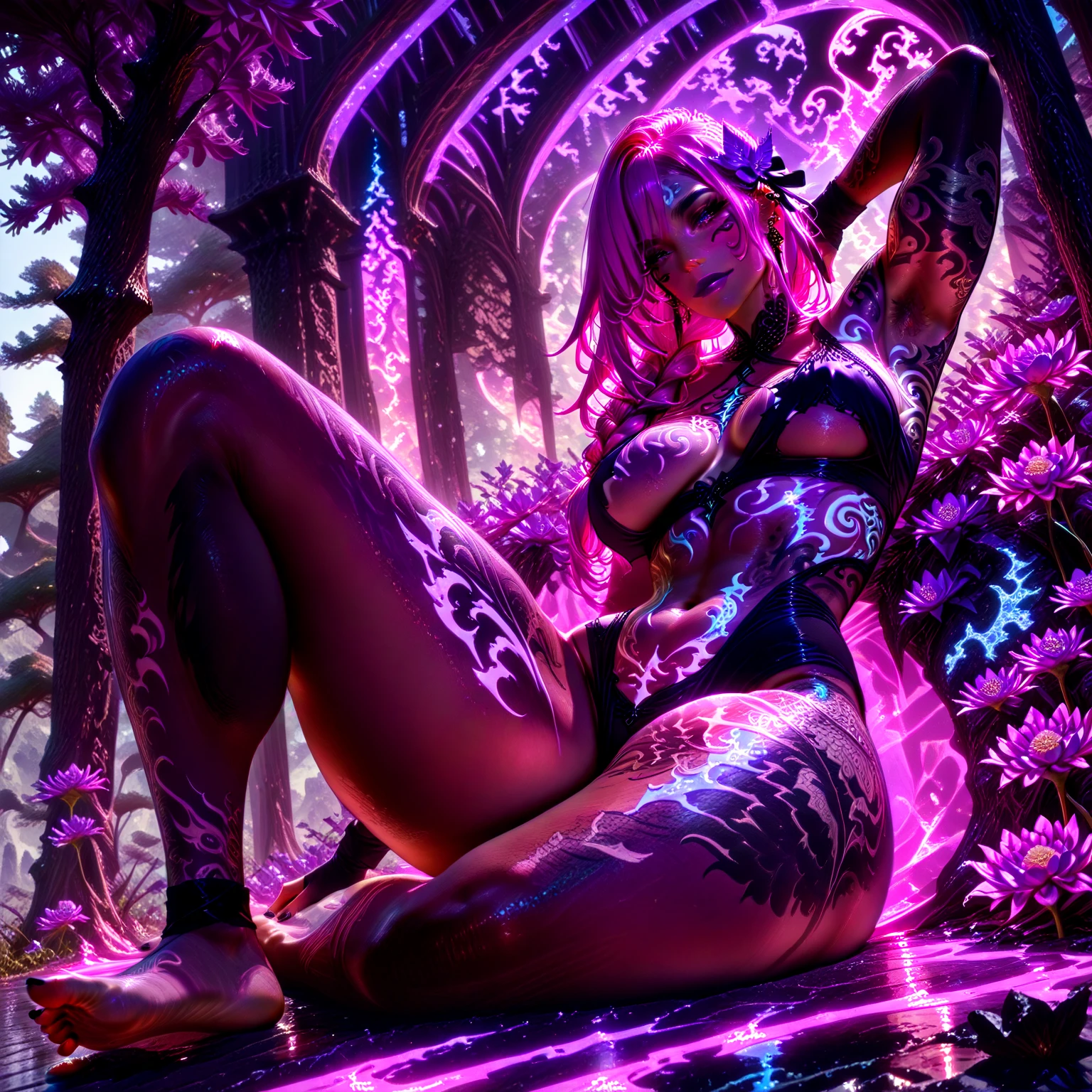 ((Best quality)), 1 young girl girl, (((succubus, Golden horns))), (Rear view), dark purple tones, (Beautiful girl:1.6),(Panoramic view:1.2,full body, lesbian:1.2) excited face, (((huge ass))) god, slim, Thin waist, emphasized curvy and raised butt, smile, Sexy body, sexy pose, (hands on butt:1,4), (open pussy:1,4), sexy style, sexy facial expression, delicate facial features, long hair, Ultrafine hair, Flying hair, plump breasts, parted lips, blush, nude грудь, Very detailed, depth, balanced and natural lighting, (Leaning forward slightly:1,5), to highlight your seductive forms, Illustration, Young woman, hands on butt и открывает писю, huge red expressive eyes, lilac-violet hair, (nude:1,6), (полностью nude:1,6) , (without underwear:1,7), without underwear, (Without clothing:1,8), Undressed, (completely naked:1,9), nude, ultra-realistic realism, abstracted, Psychedelia, (Portals:1.1),(Otherworldly creatures:1.2),(Magical energy:1.1),(fantasy:1.15), (Hyperrealistic:1.1), (unearthly:1.08), (mystical:1.1), (space:1.05), (Interdimensional:1.1), (Magic realism:1.08),(Otherworldly landscapes:1.1), (Opening the portal:1.05)
