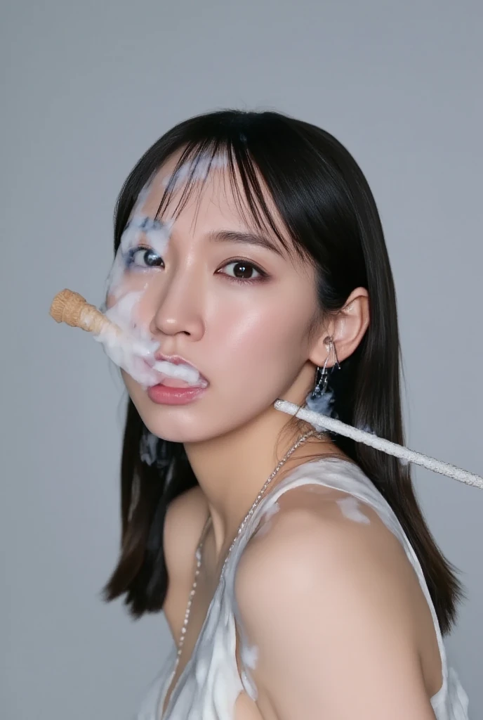 True phimosis、1 popsicle、Blowjob、Embarrassing、Accurate facial expressions、(close ~ eye)、(Please open your mouth wide:1.4)、(Put a popsicle in your mouth:1.4)、deep throat、Hold the popsicle tightly、(White condensed milk drips from his mouth:1.5)、