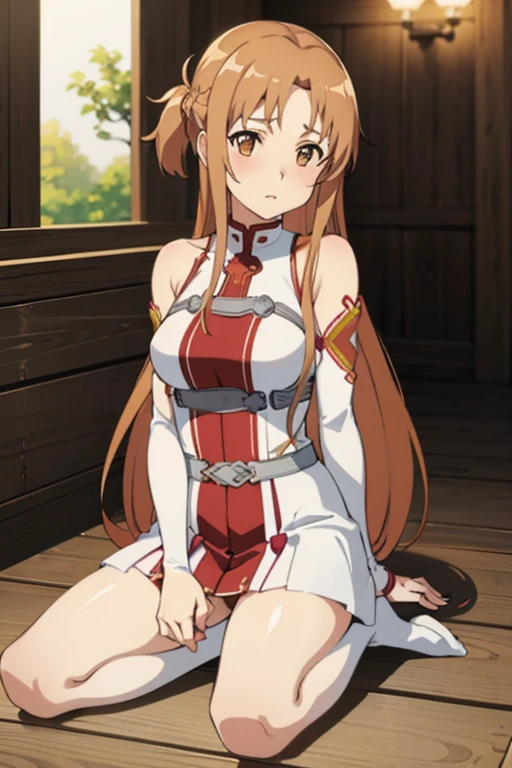 {{{masterpiece}}}, {{{best quality}}}, {{ultra-detailed}}, {illustration}, {{an extremely delicate and beautiful}}, (beautiful detailed eyes:1.6), extremely detailed face, 8k, nsfw, {lora:GoodHands-beta2:1.4}, Yuuki Asuna(sao), Eft_sao_asuna, long hair, brown hair, braid, brown eyes, bare shoulders, armor, breastplate, white sleeves, detached sleeves, red skirt, pleated skirt, white thighhighs, thighs, zettai ryouiki, BREAK, NSFW, taking off clothes, open clothes, Open shirt, open jacket, lift up jacket, breasts, nipples, lift up skirt, blush, BREAK, NSFW, Anime character is giving a blowjob to a man, hetero, 1boy, tongue, tongue out, elongated penis, erection,testicle, (headgrabblowjob:1.5), {{{fellatio}}}, {{{deepthroat}}}, {{{{{put penis in mouth}}}}}, oral sex, open mouth, {{{deepthroat}}}, covered in semen, embarrassed, naughty expression, flushed cheeks, cowboy shot, hand job, testicles grab, faceless male, kneeling, catch head, vacuum fellatio, facial
