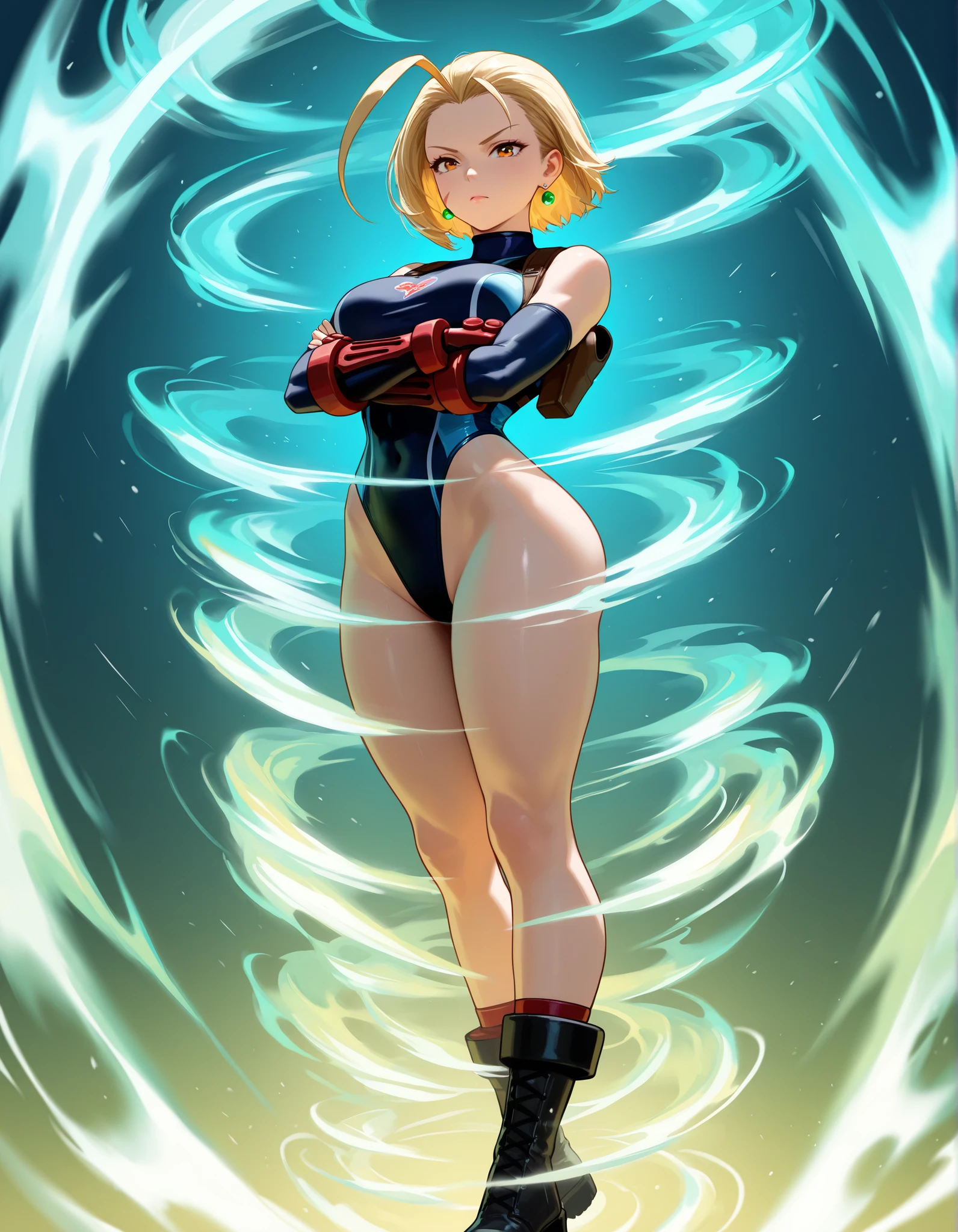 Android 18 from Dragon Ball skiing
