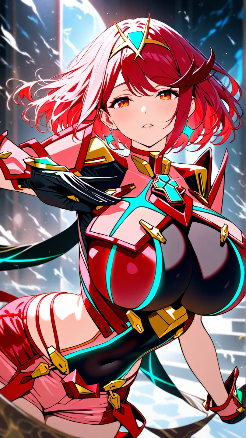 Pyra de Xenoblade, long red hair, neckleace, breasts big, sexy hentai girl, best qualityer