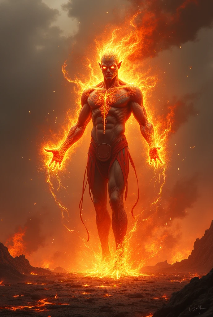 Create me an animated fire villain 