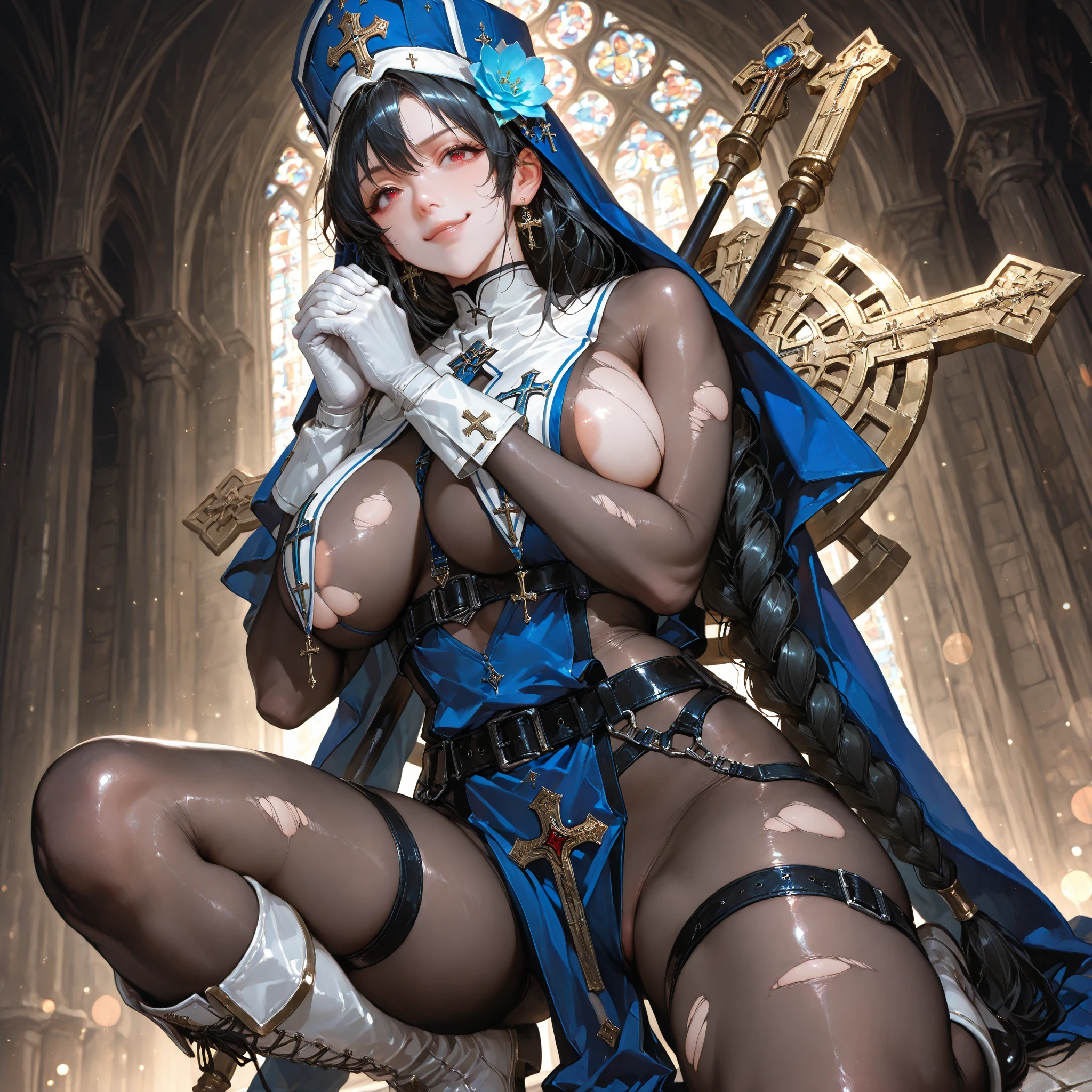 high resolution,masterpiece,best quality,SNFW,詳細な顔,詳細な目,1girl,sweat,triumphant,sexual ecstasy,pov,open legs wide,(vulgarity:1.5),hardcore,short_hair, yellow_eyes, bangs, black_hair, breasts, bodysuit, large_breasts,kujou_sara_genshin,ass forces,translucent bunnysuit