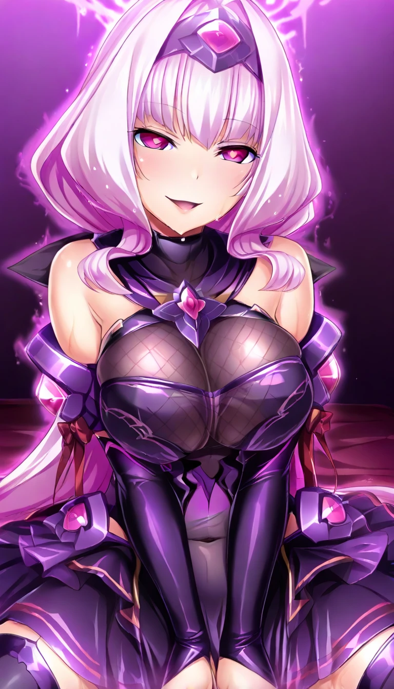 Busty gray skin succubus girl in exotic clothing