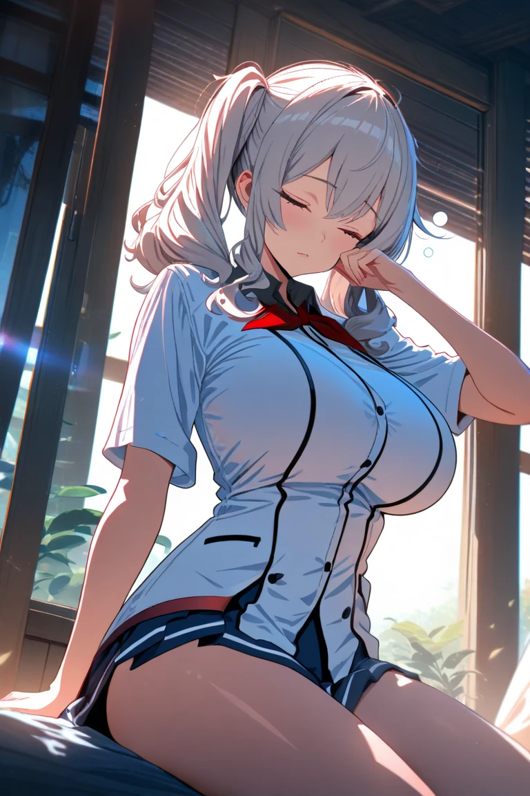 mastute piece,Best Quality,insanely detailed,8k cg,nsfw,
(shoot upper body:1.3),
(1girls:1.3),standing,looking at viewr,body in front,(arms behind back:1.4),(karate uniform:1.4,doges:1.4),karate、(bare breasts:1.3),(open doges:1.2),BREAK,
blush,shy,(ecstasy face),(trembling:1.2),BREAK,(light silver hair:1.3),
BREAK,
perfect breasts,perfect teats,(open mouth:0.9),(large breasts:1.2),
(karate-dojo),karate道場、